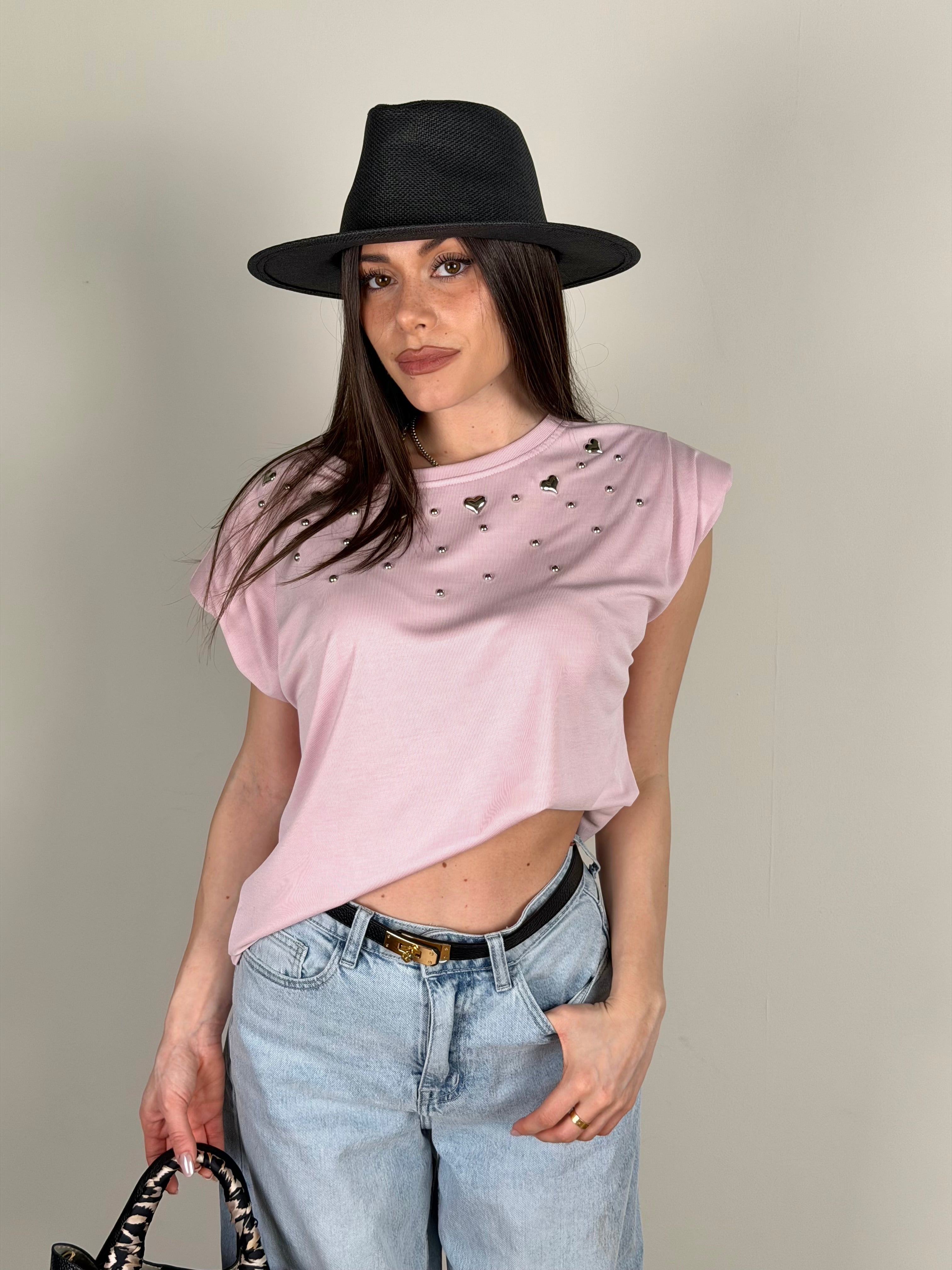 T-shirt cuori rosa