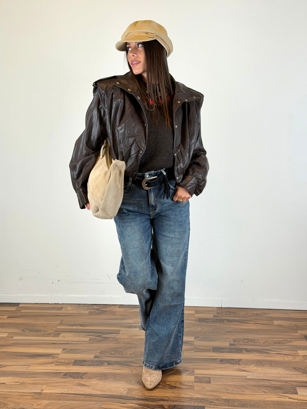 Bomber ecopelle London moro