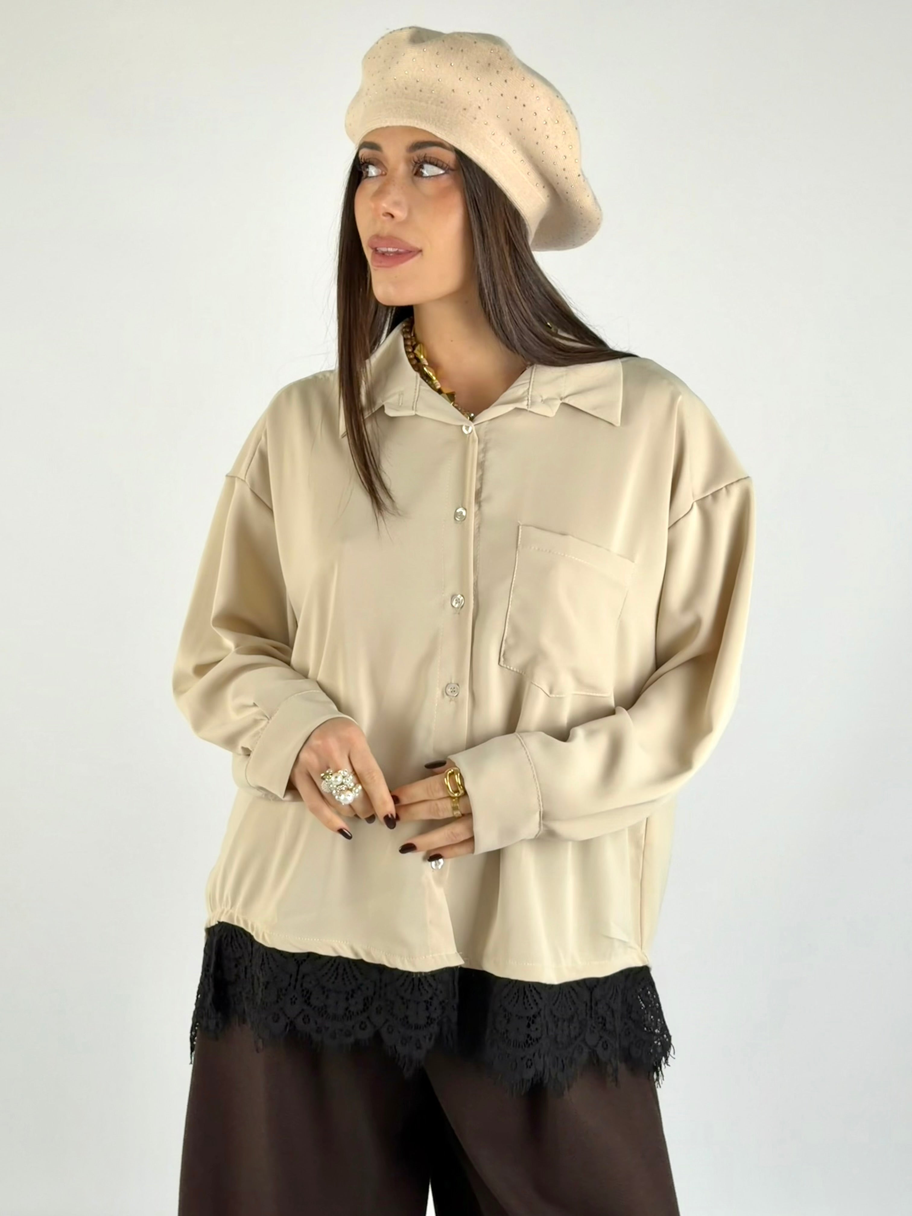 Camicia taschino beige