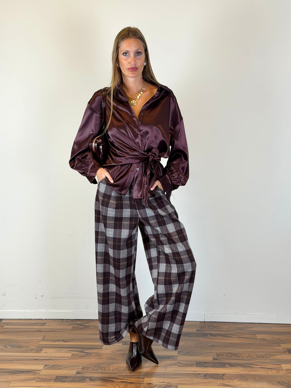 Camicia Scozia bordeaux