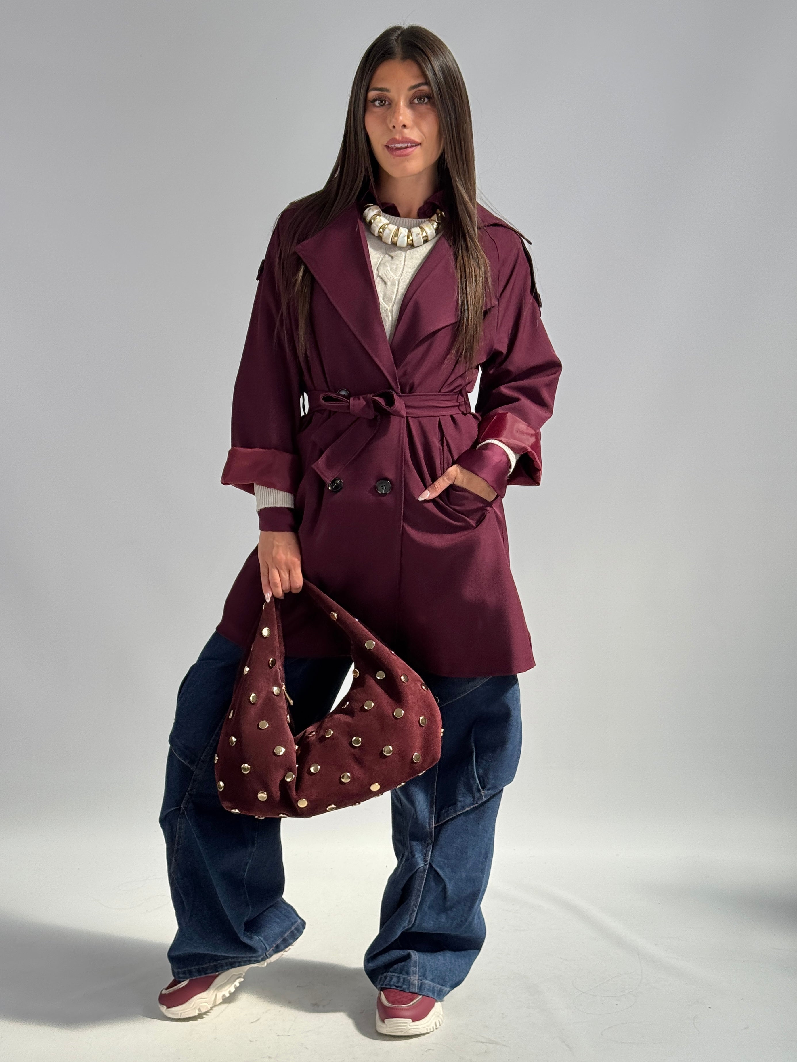 Trench 3/4 bordeaux