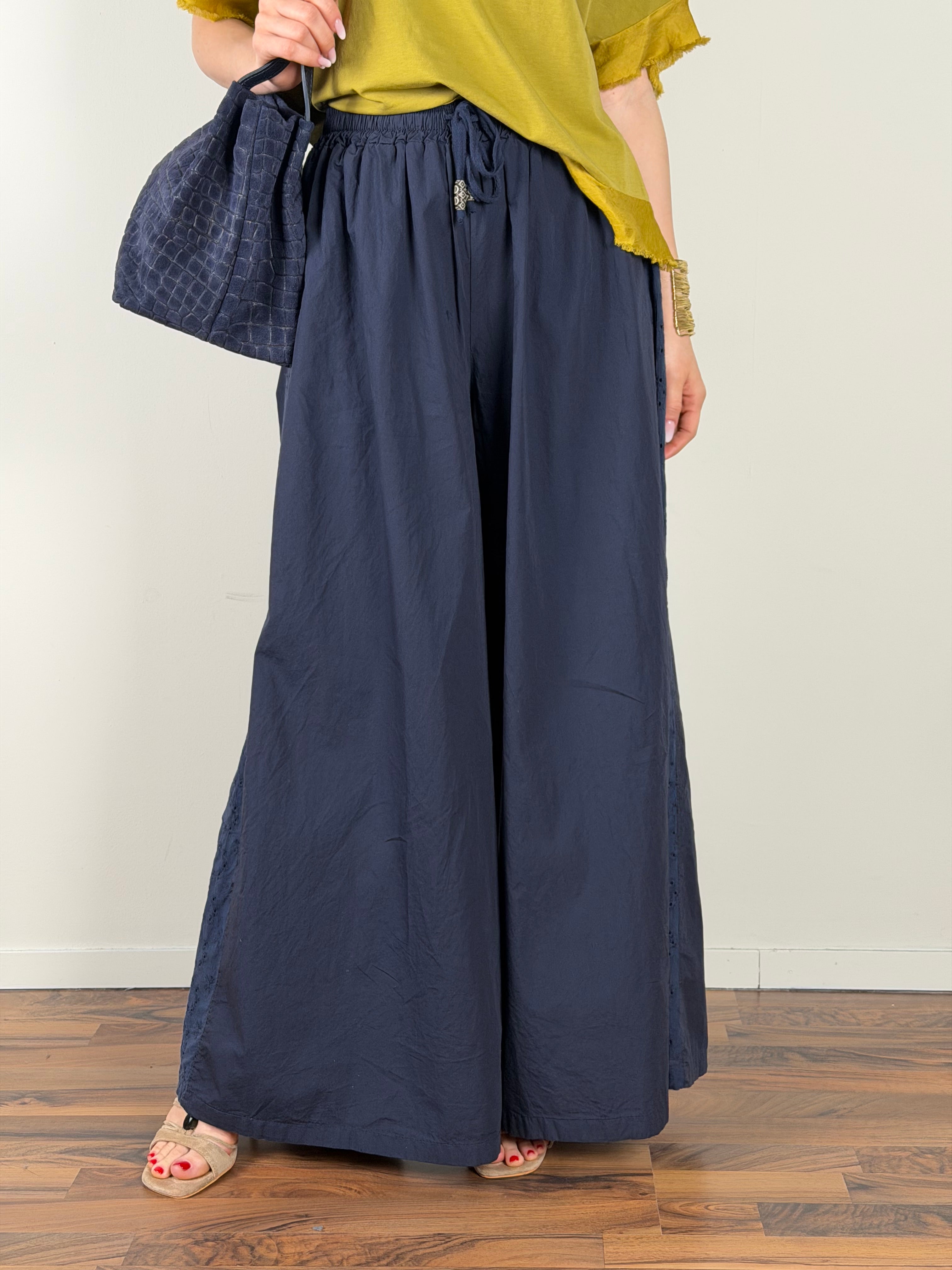 Pantalone colors pizzo sangallo blu