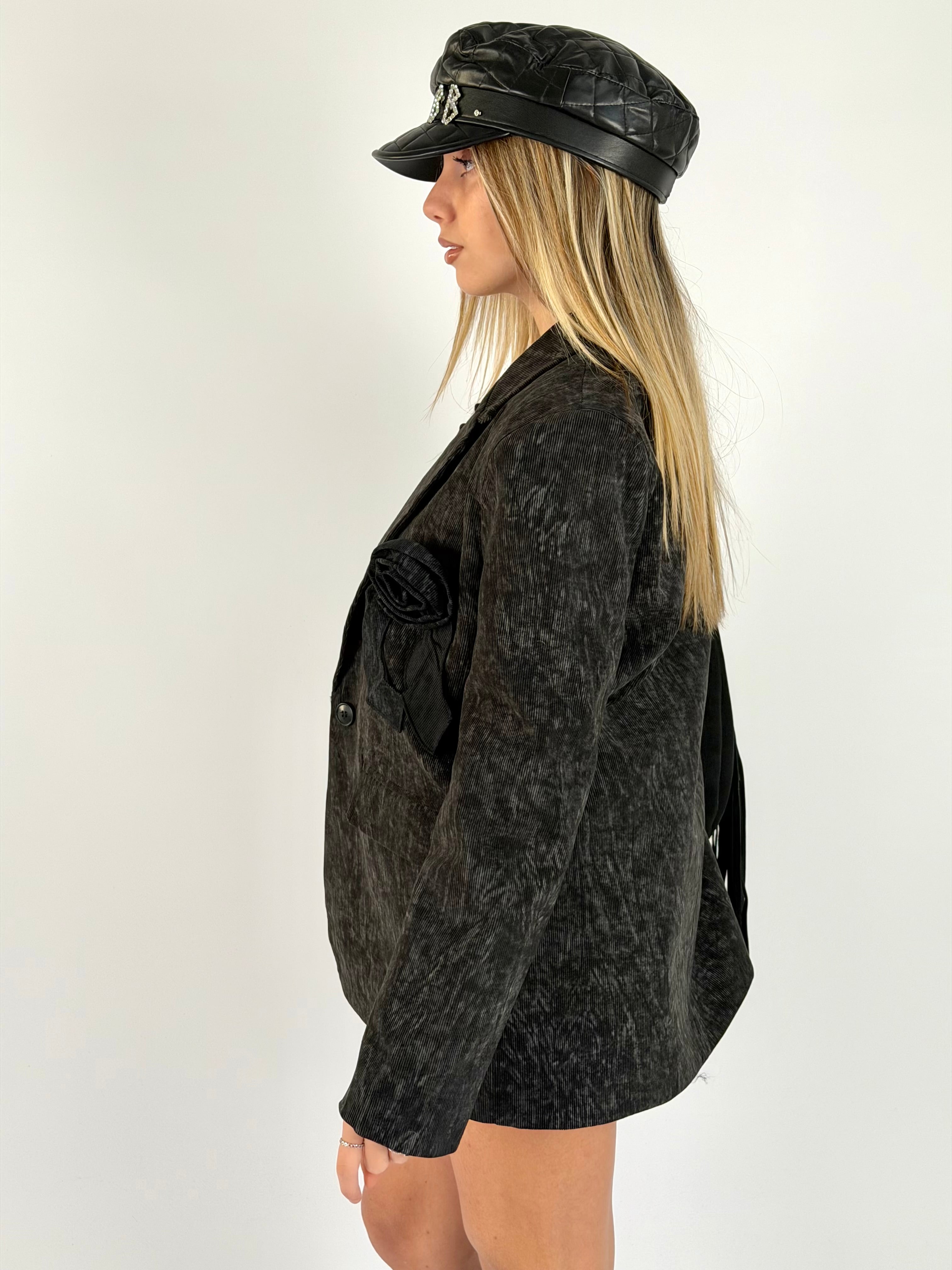 Giacca spilla maxi rosa nera