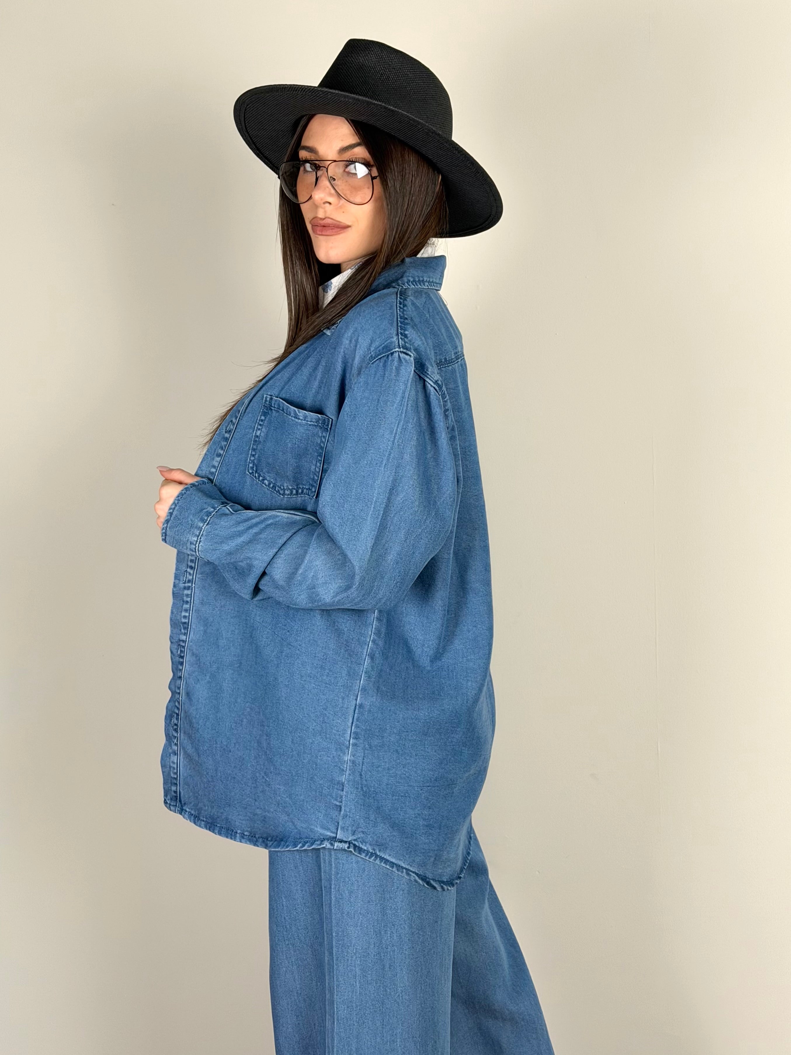 Camicia Rose blu scuro