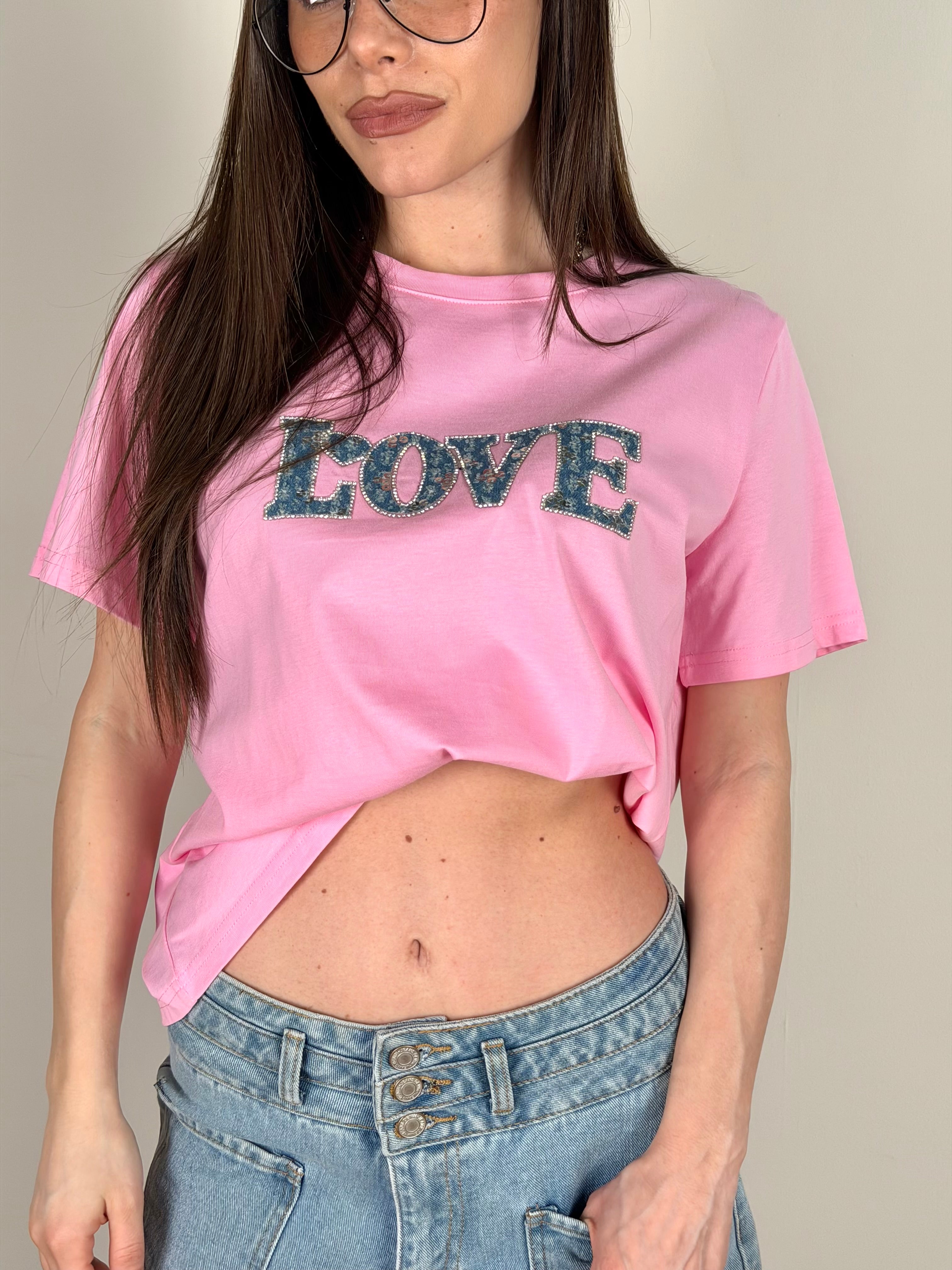 T-shirt love denim rosa
