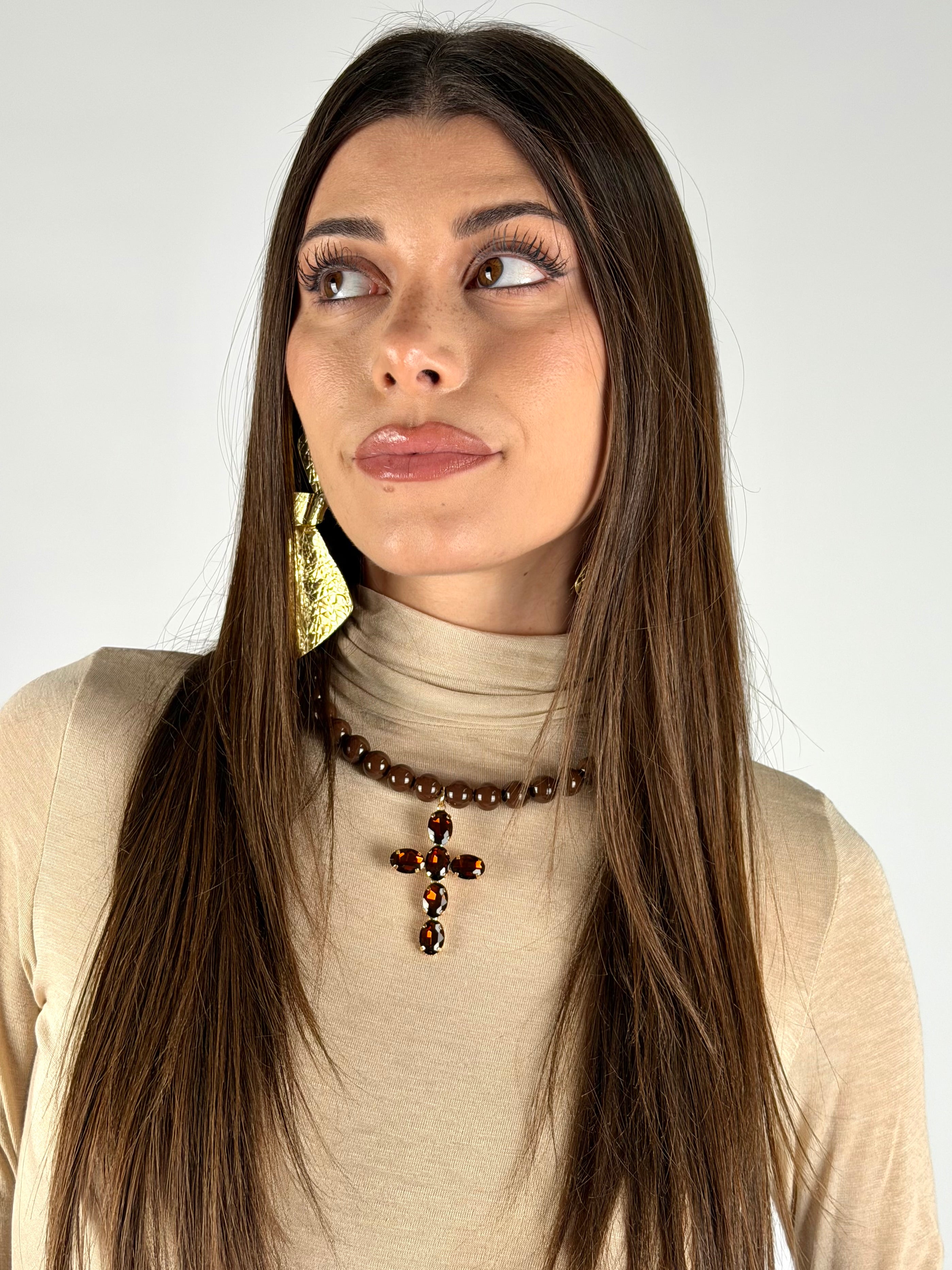 Collana croce e perle - 4 colori