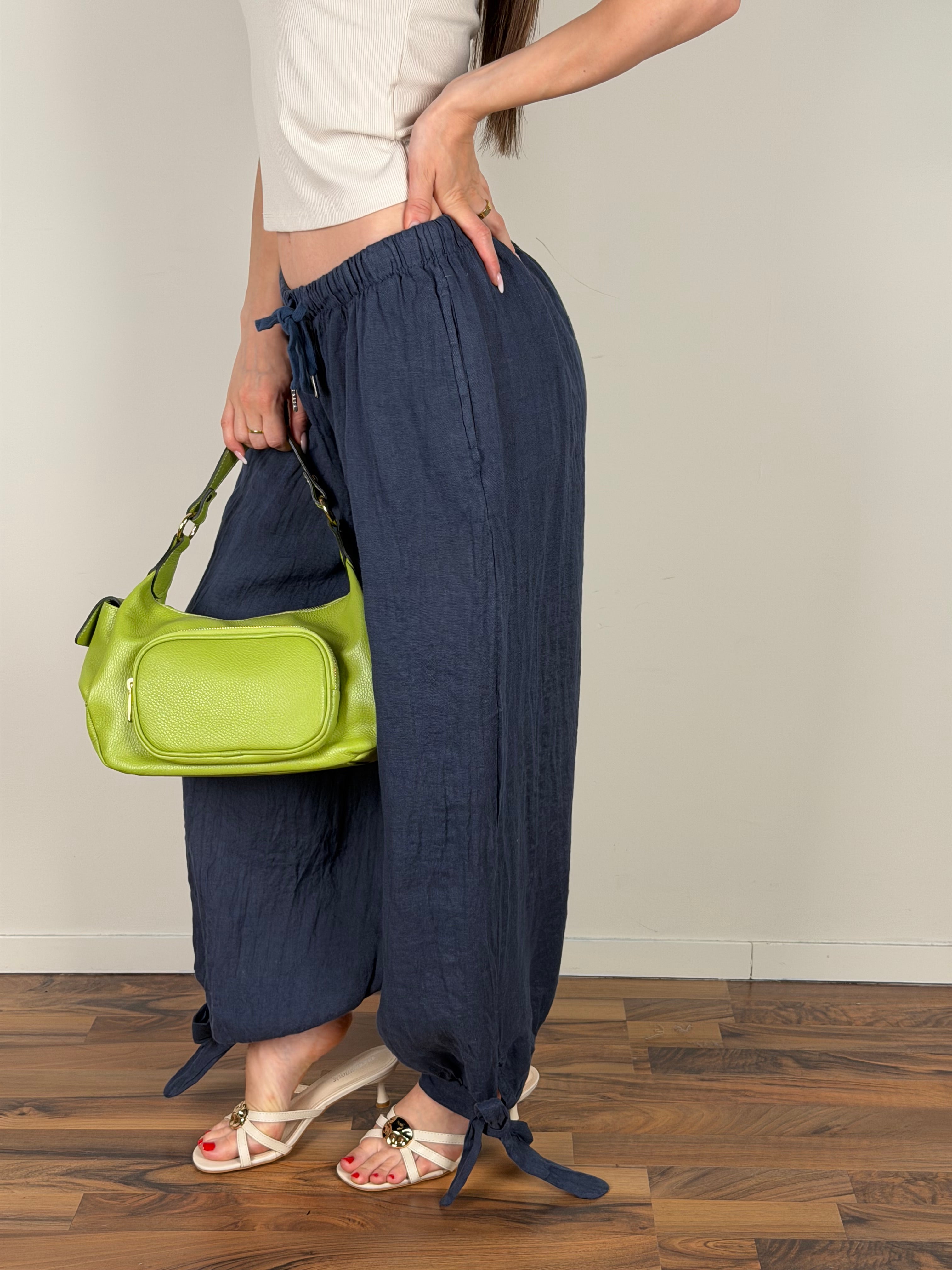 Pantalone Lino Rum blu