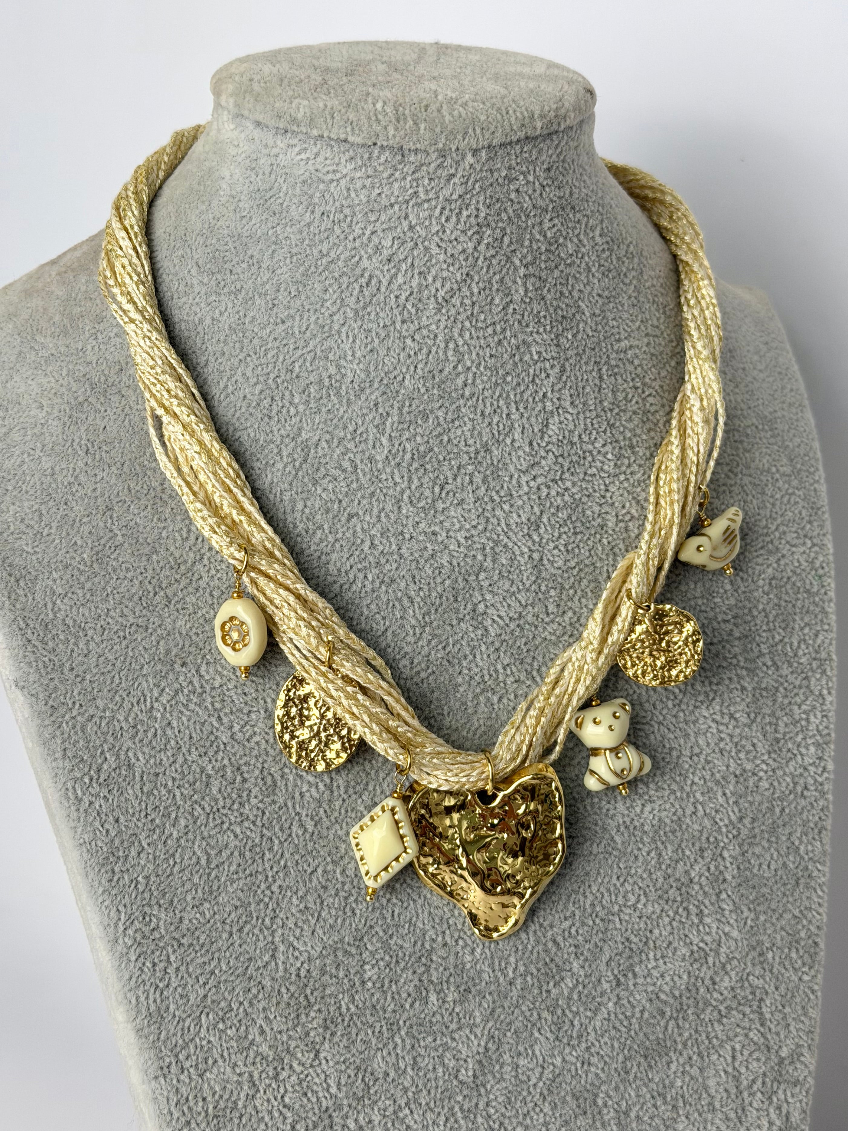 Collana intreccio e ciondoli - 2 colori