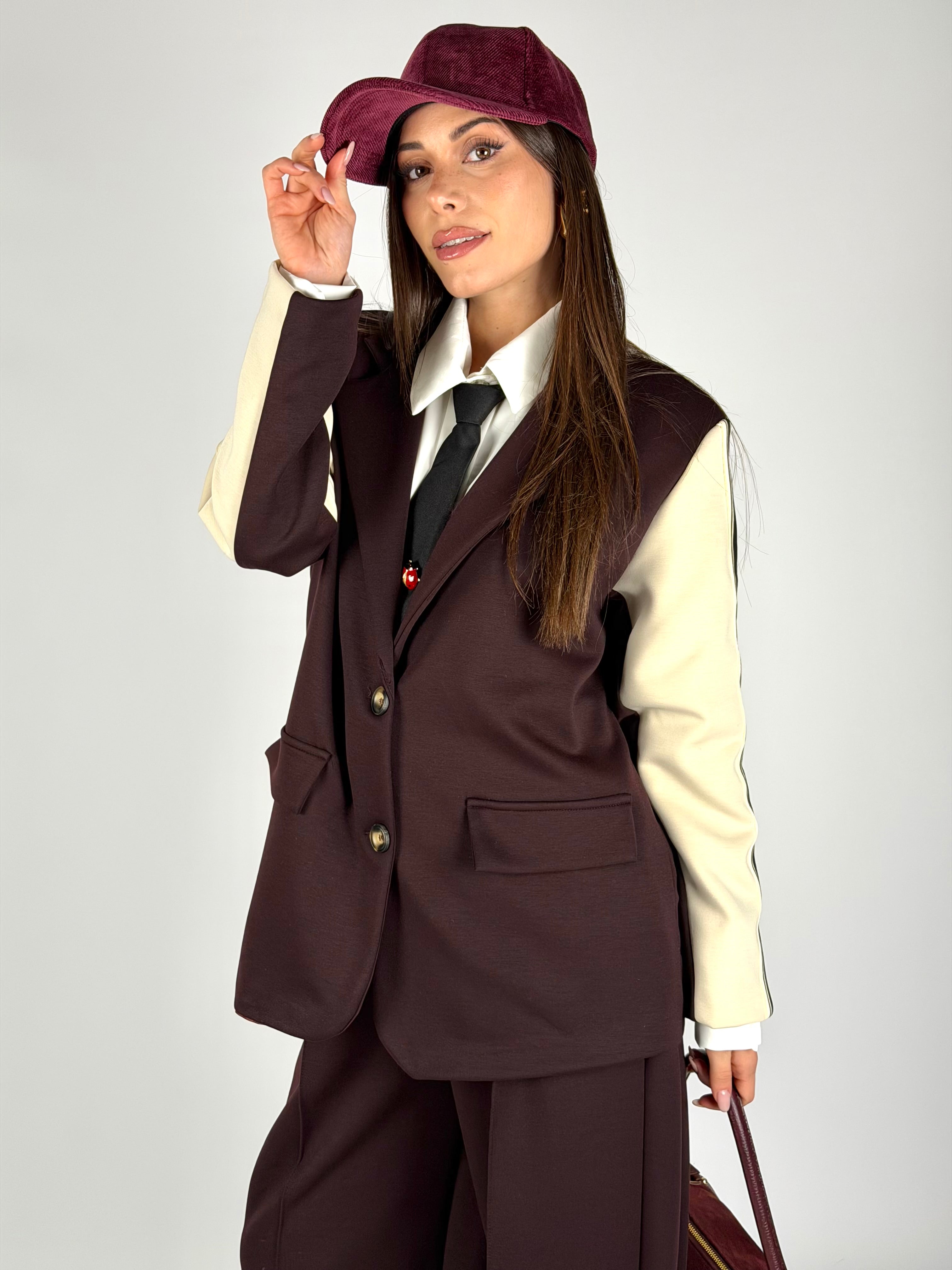 Giacca completo banda bordeaux