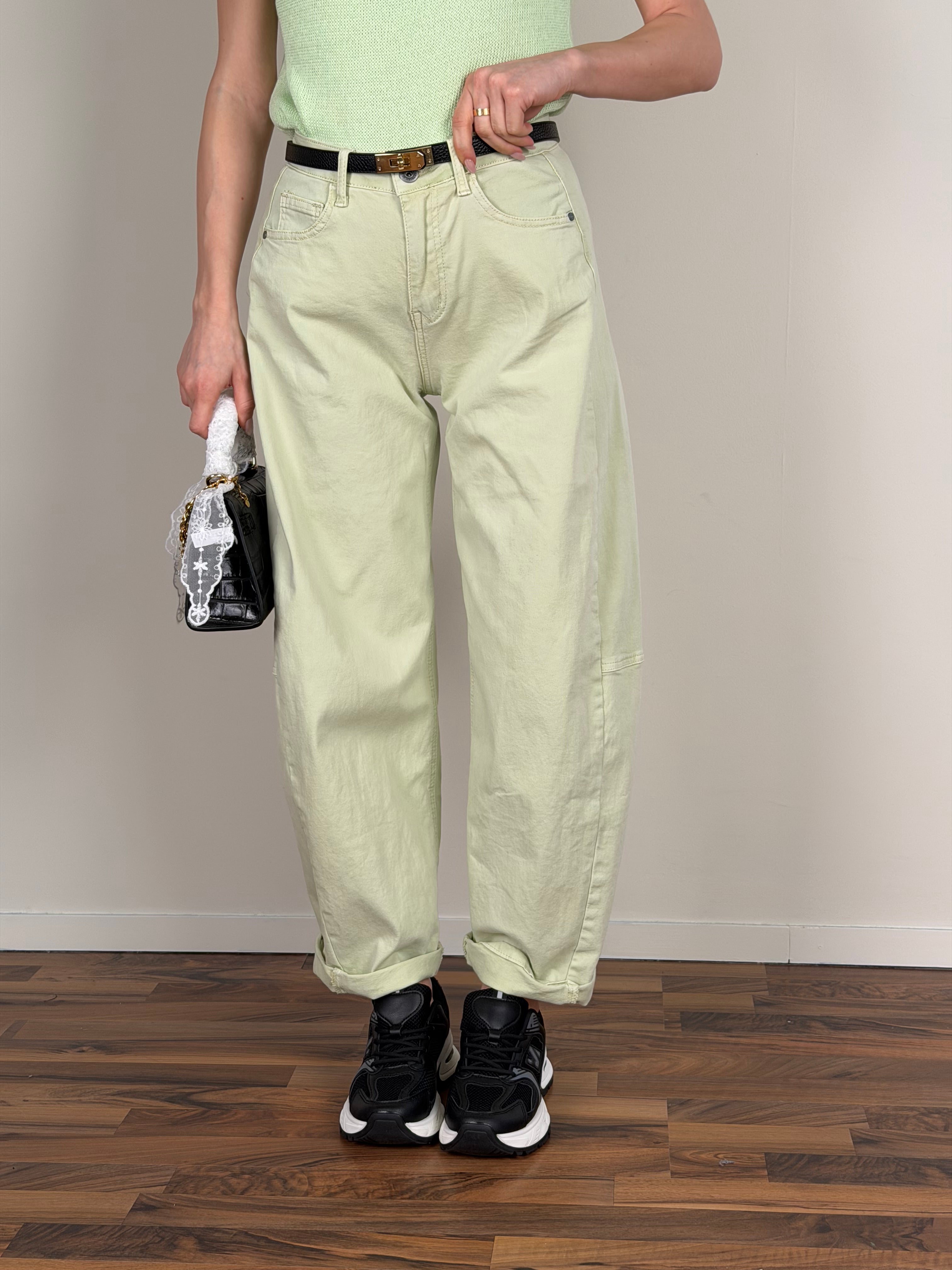 Jeans balloon colors verde pastello
