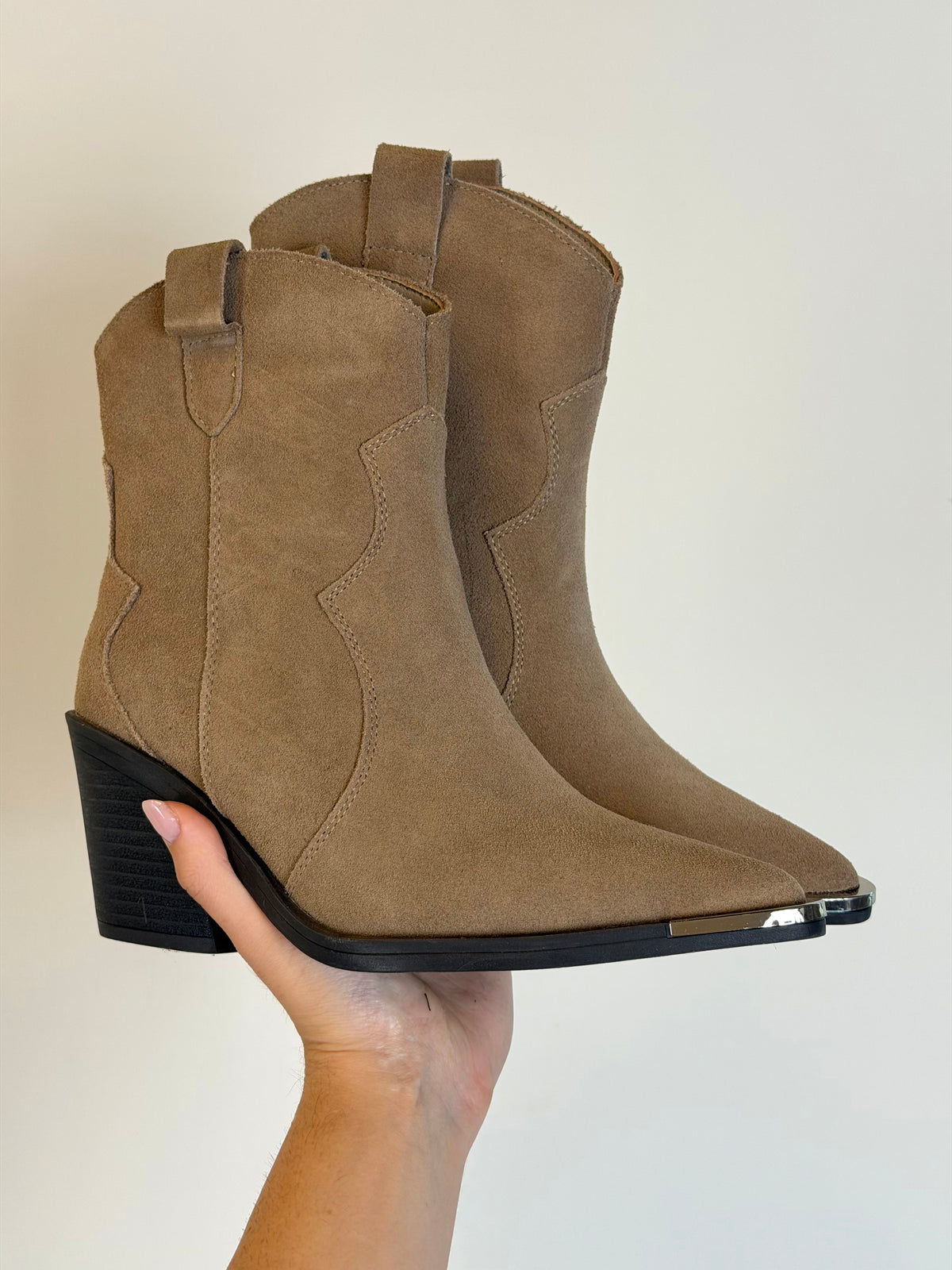 Tronchetto Texas vera pelle beige