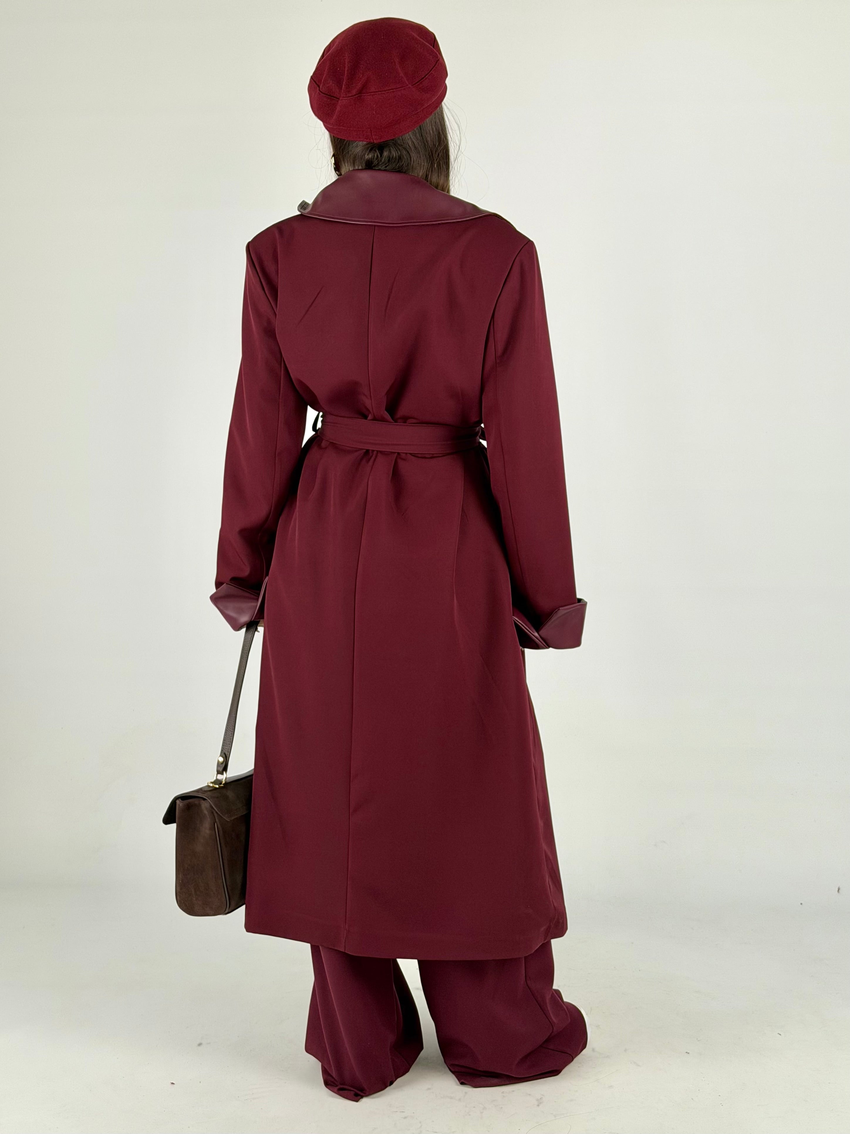 Trench inserti ecopelle bordeaux