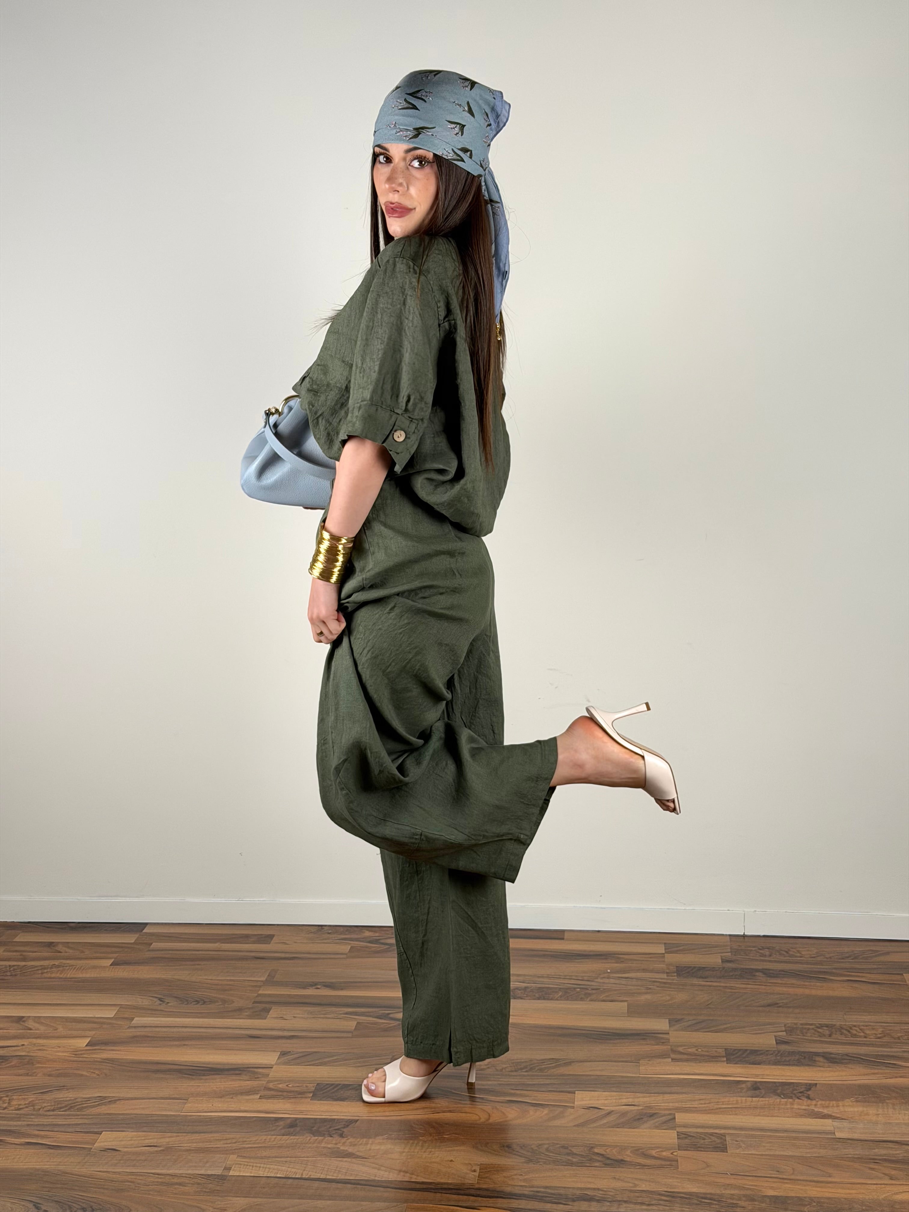 Pantalone 100% Lino verde