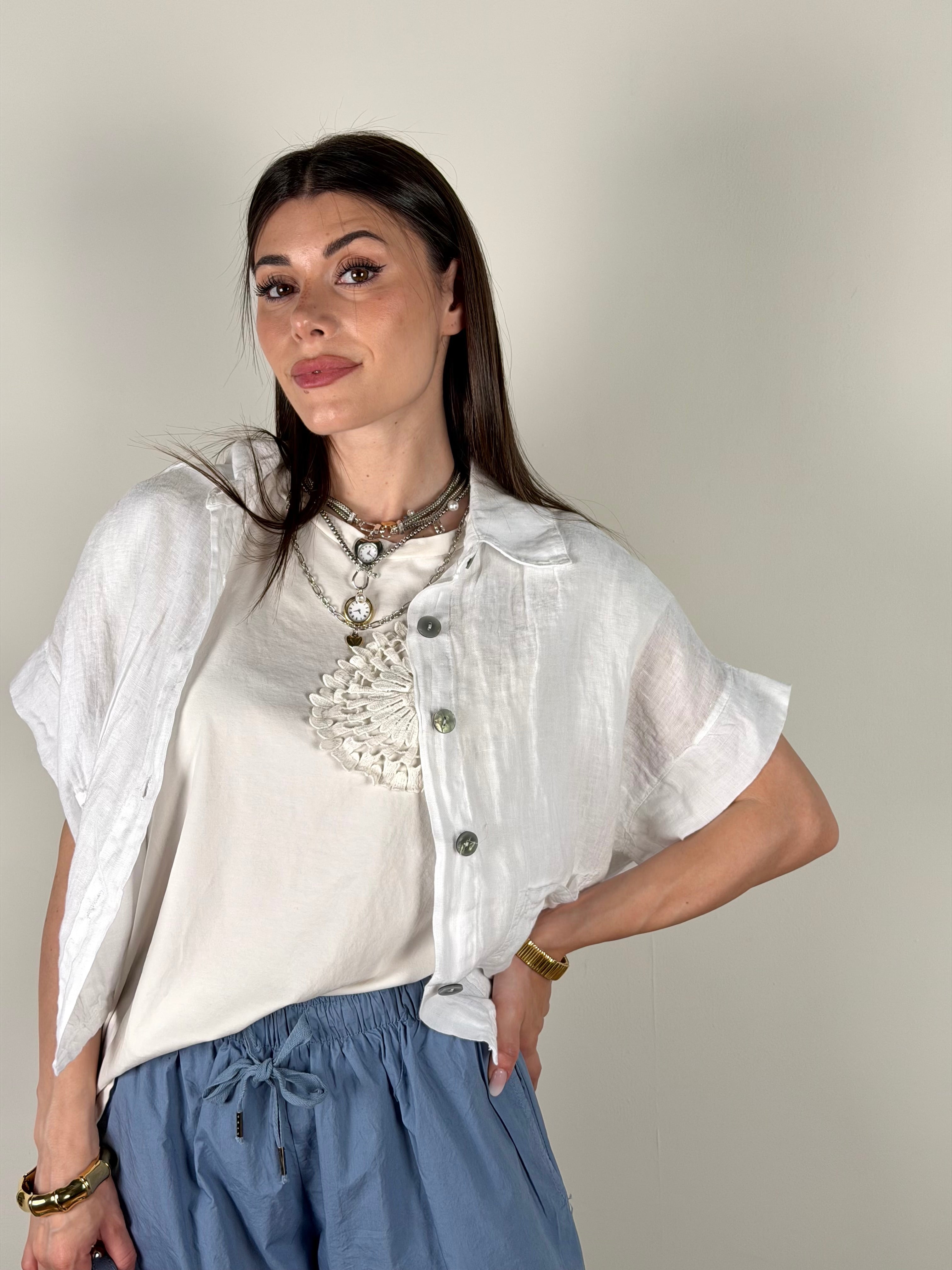 Camicia puro lino Duna bianca
