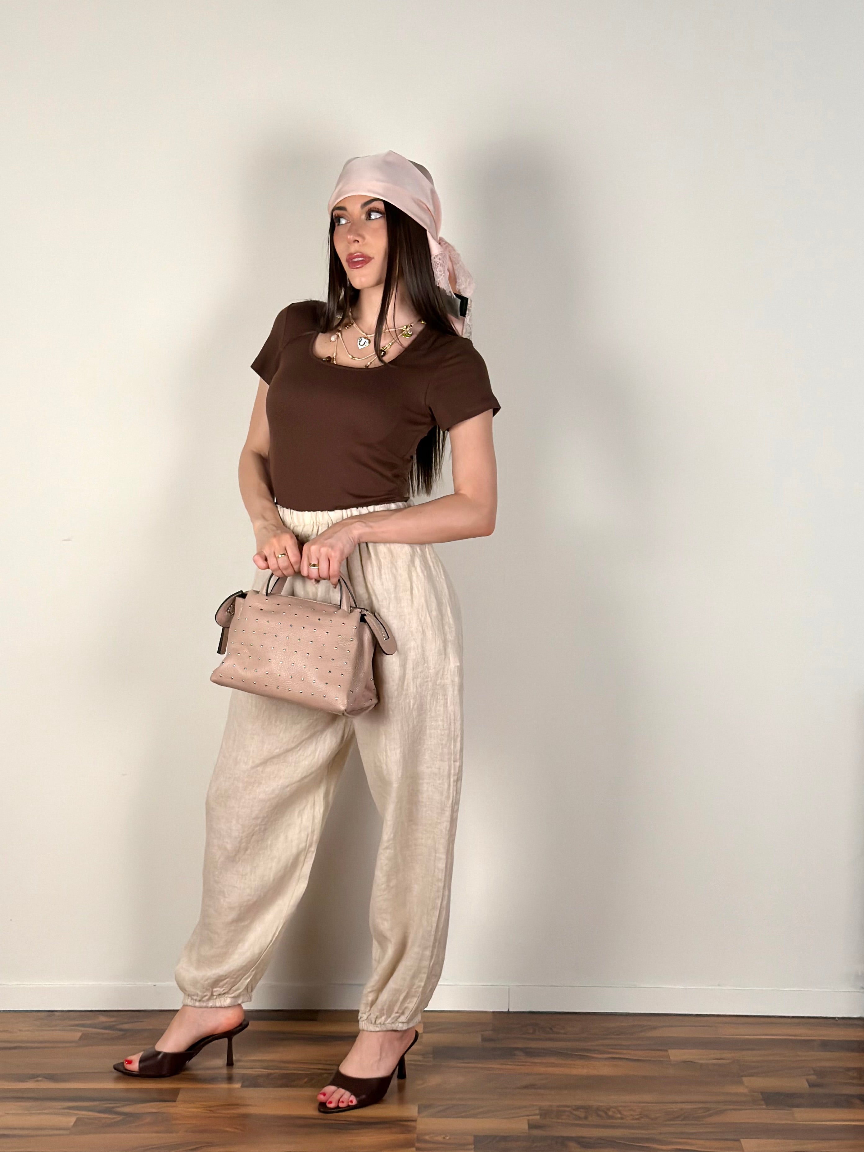 Pantalone lino Fiona beige