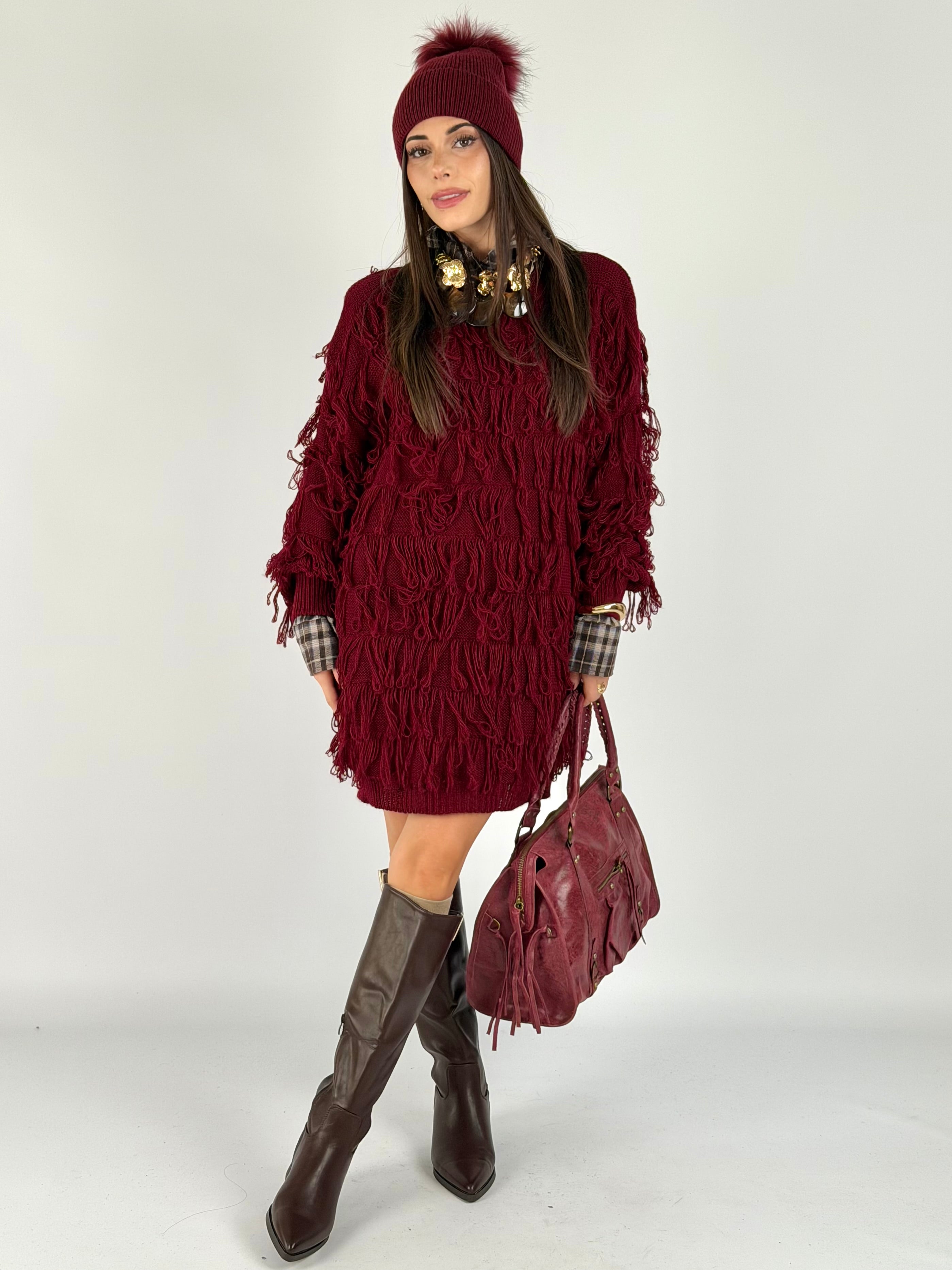 Abito frange bordeaux