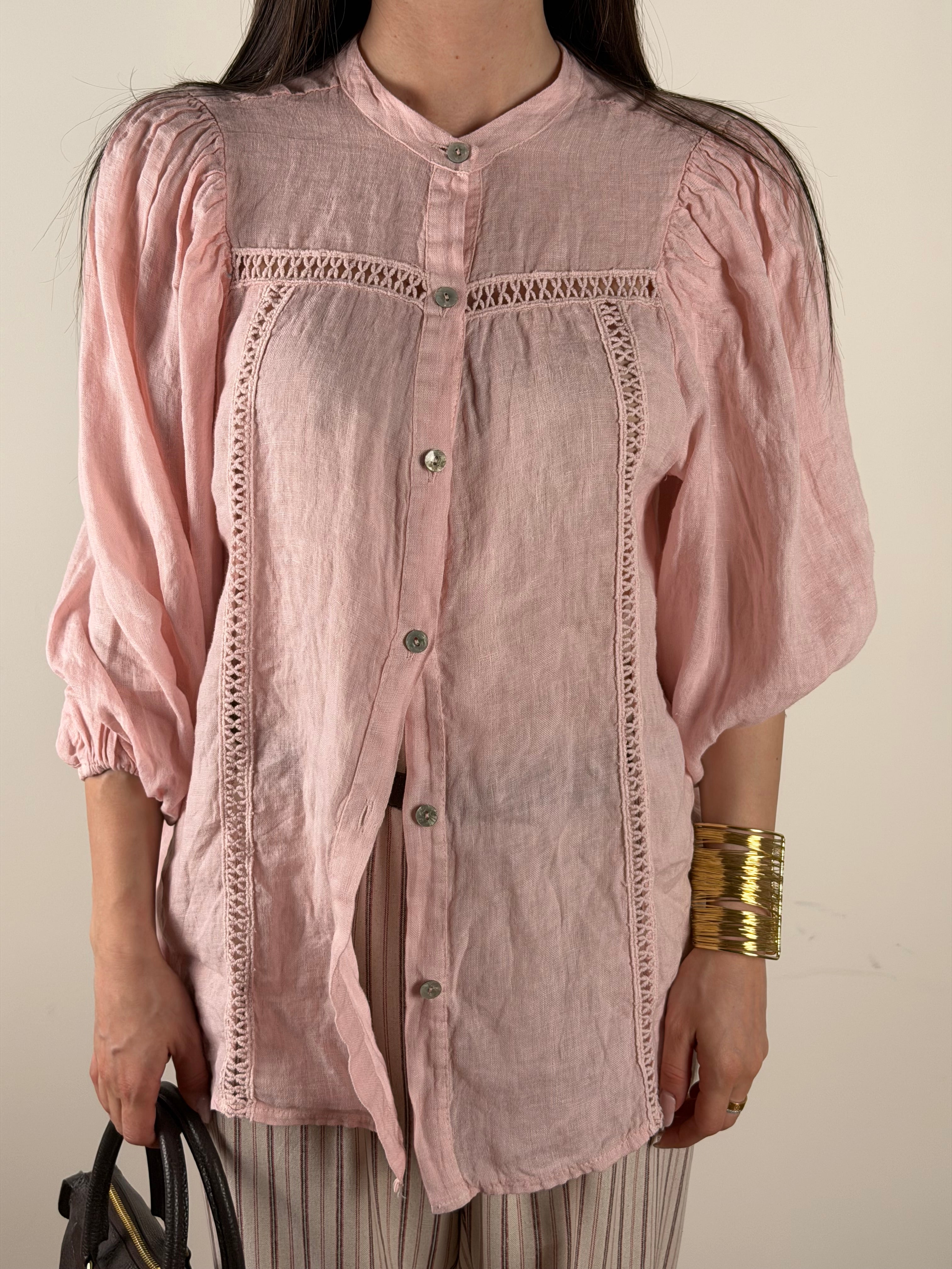 Camicia Nicole Puro Lino rosa