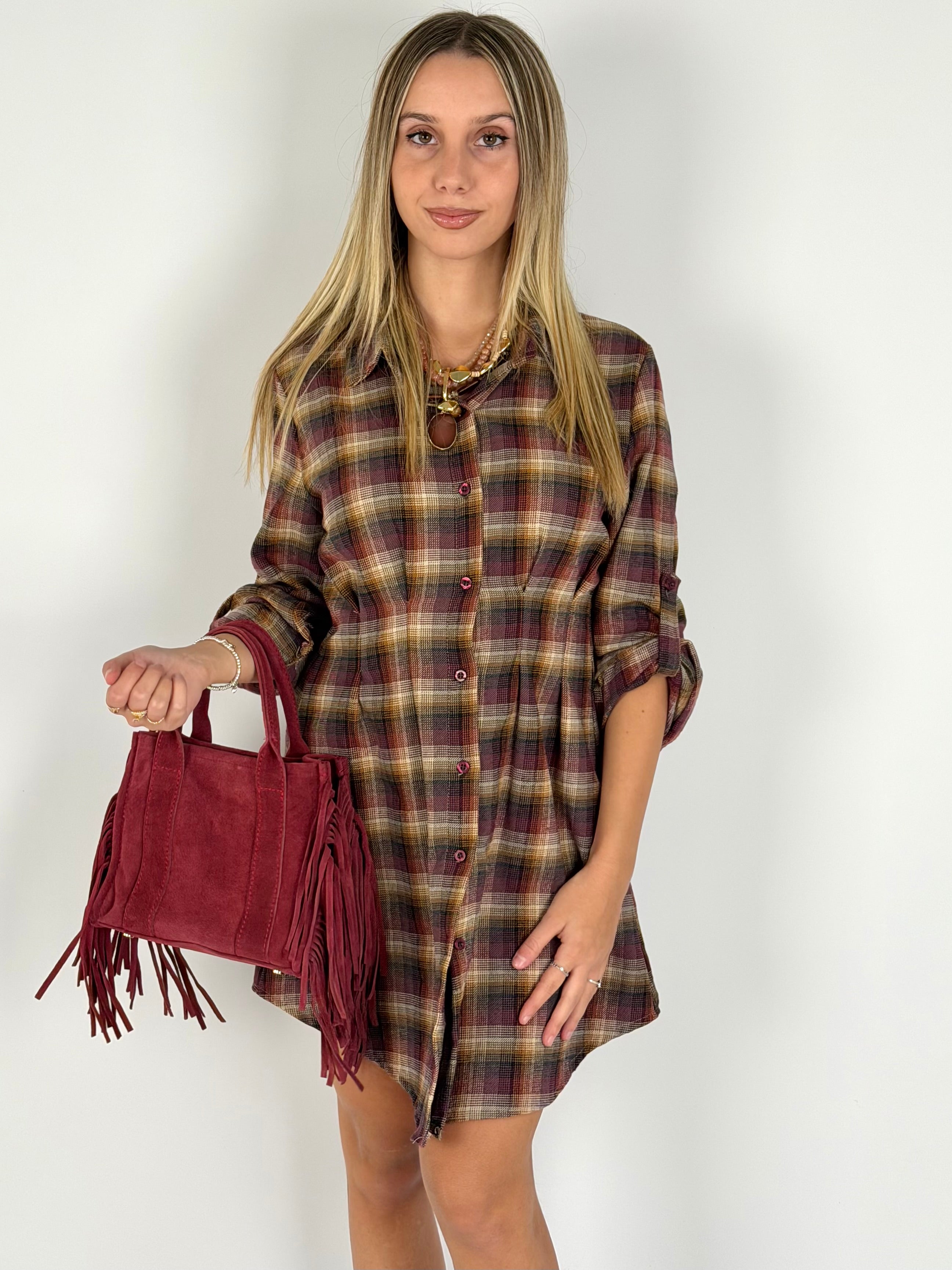 Abito Sissy check bordeaux