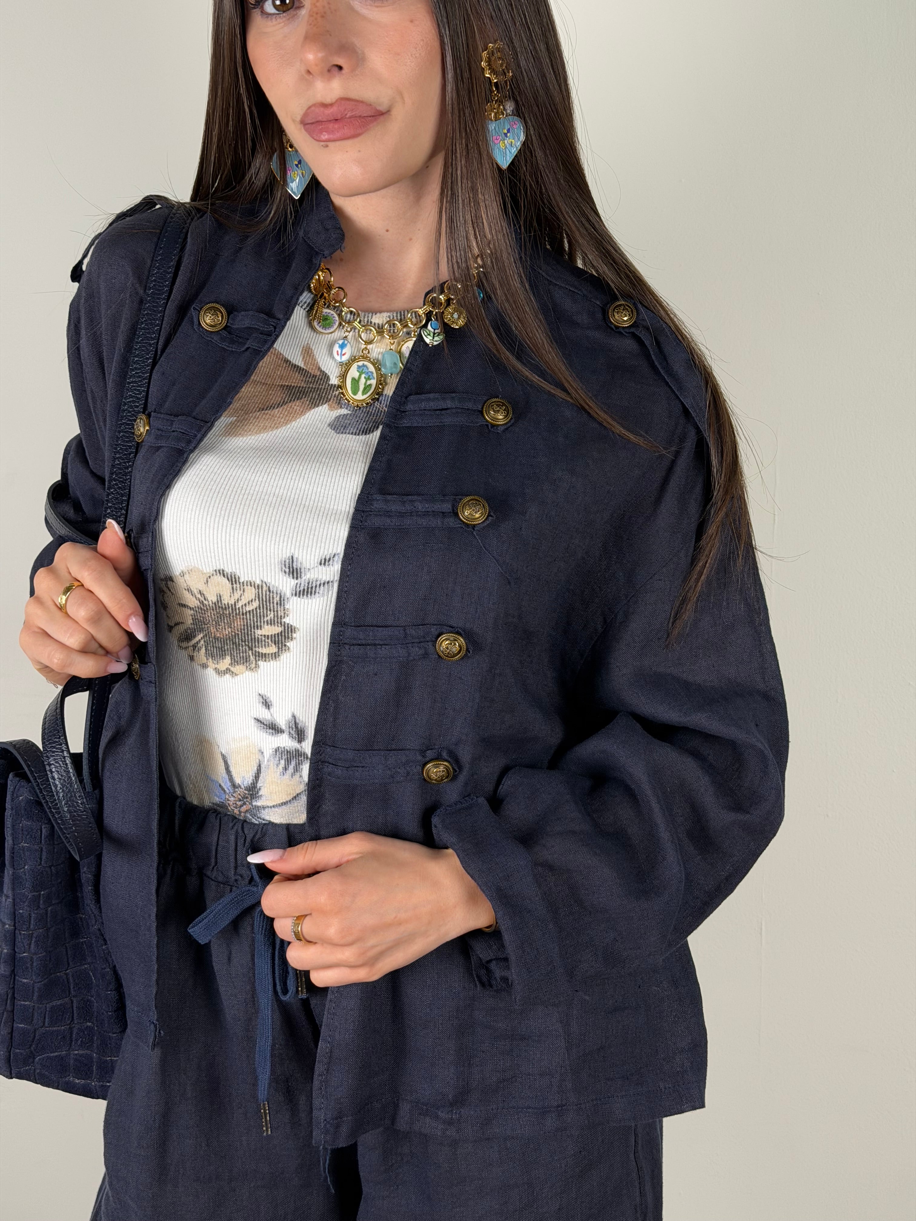 Giacca Lino Napoleone blu
