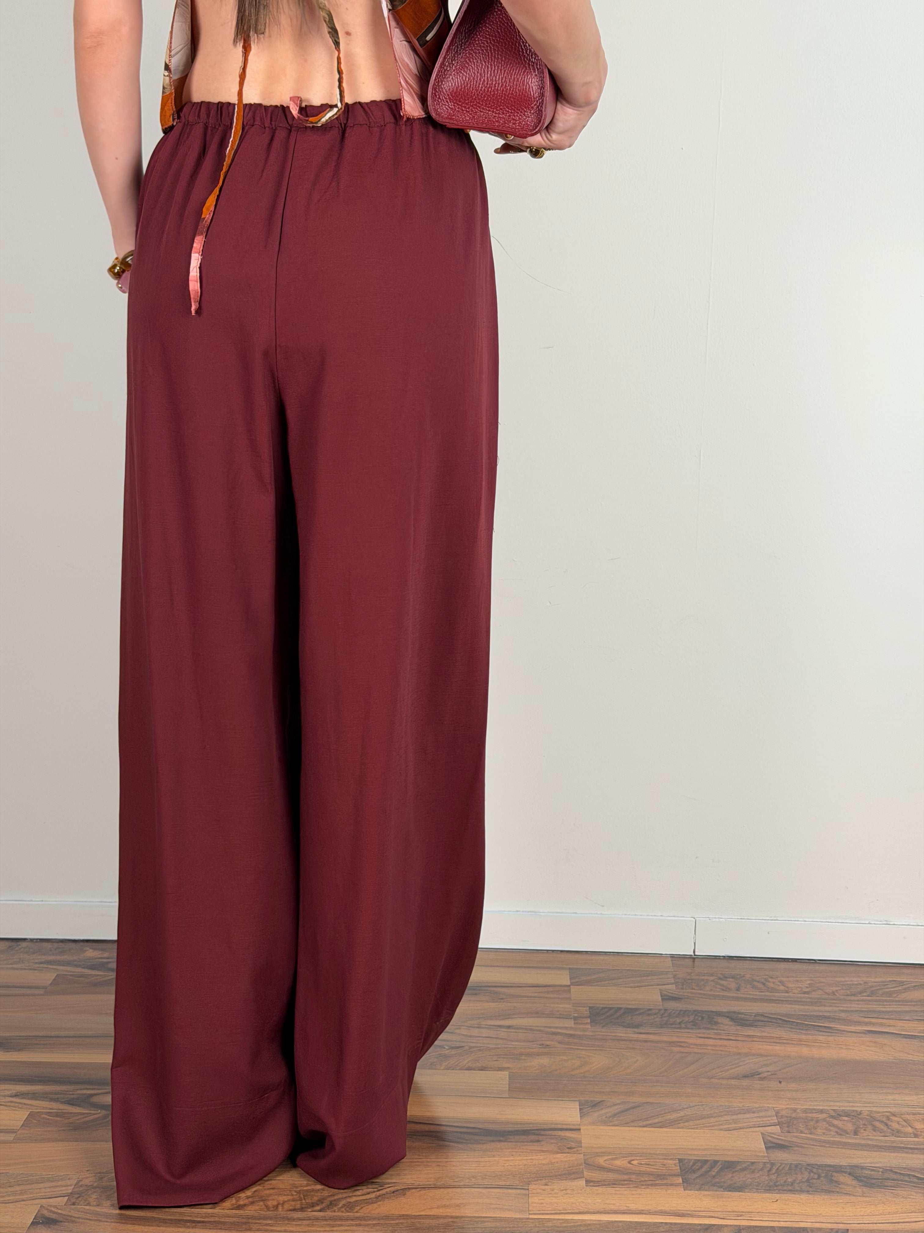 Pantalone lino Mirage bordeaux