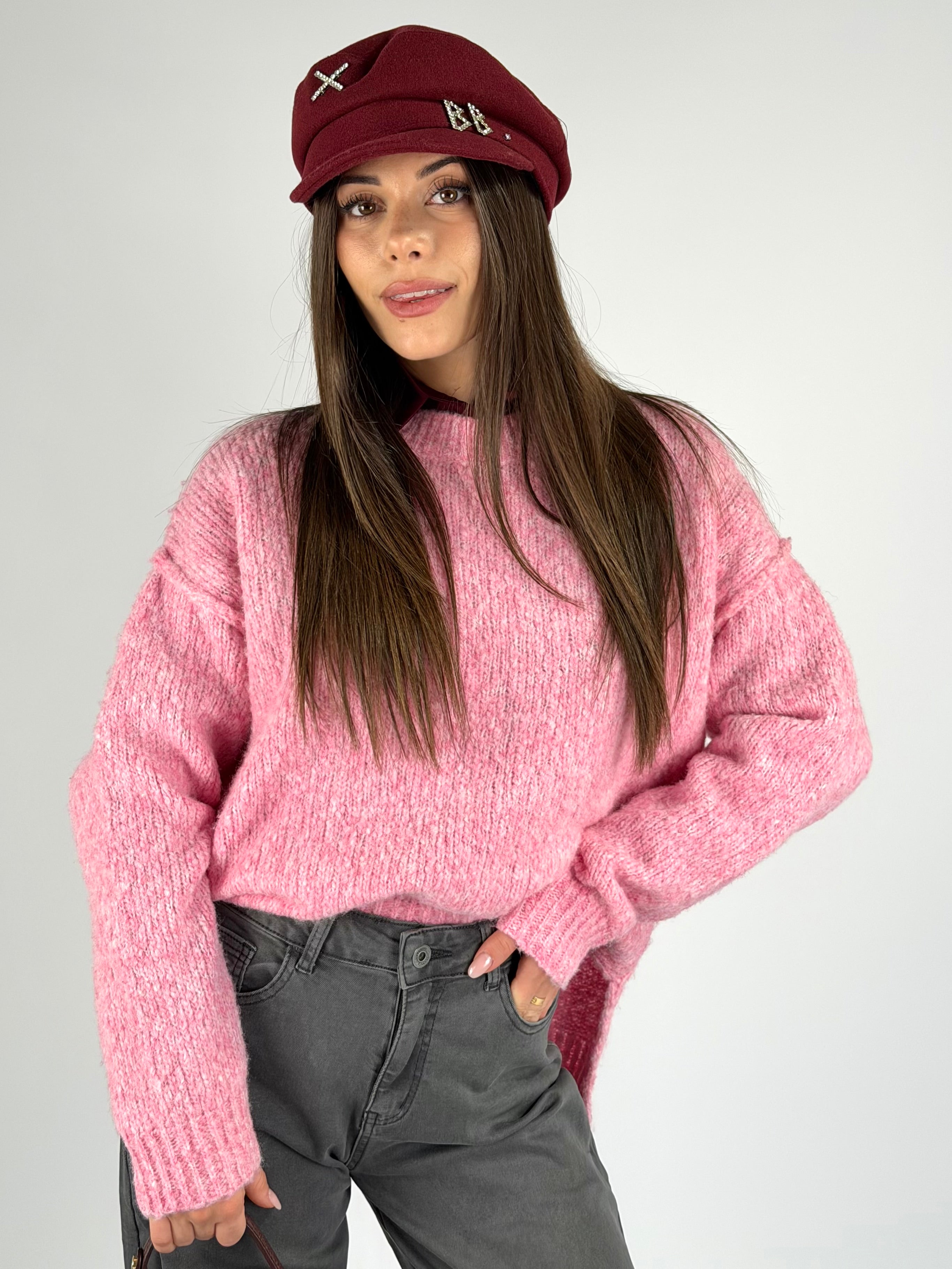 Maglia mélange rosa