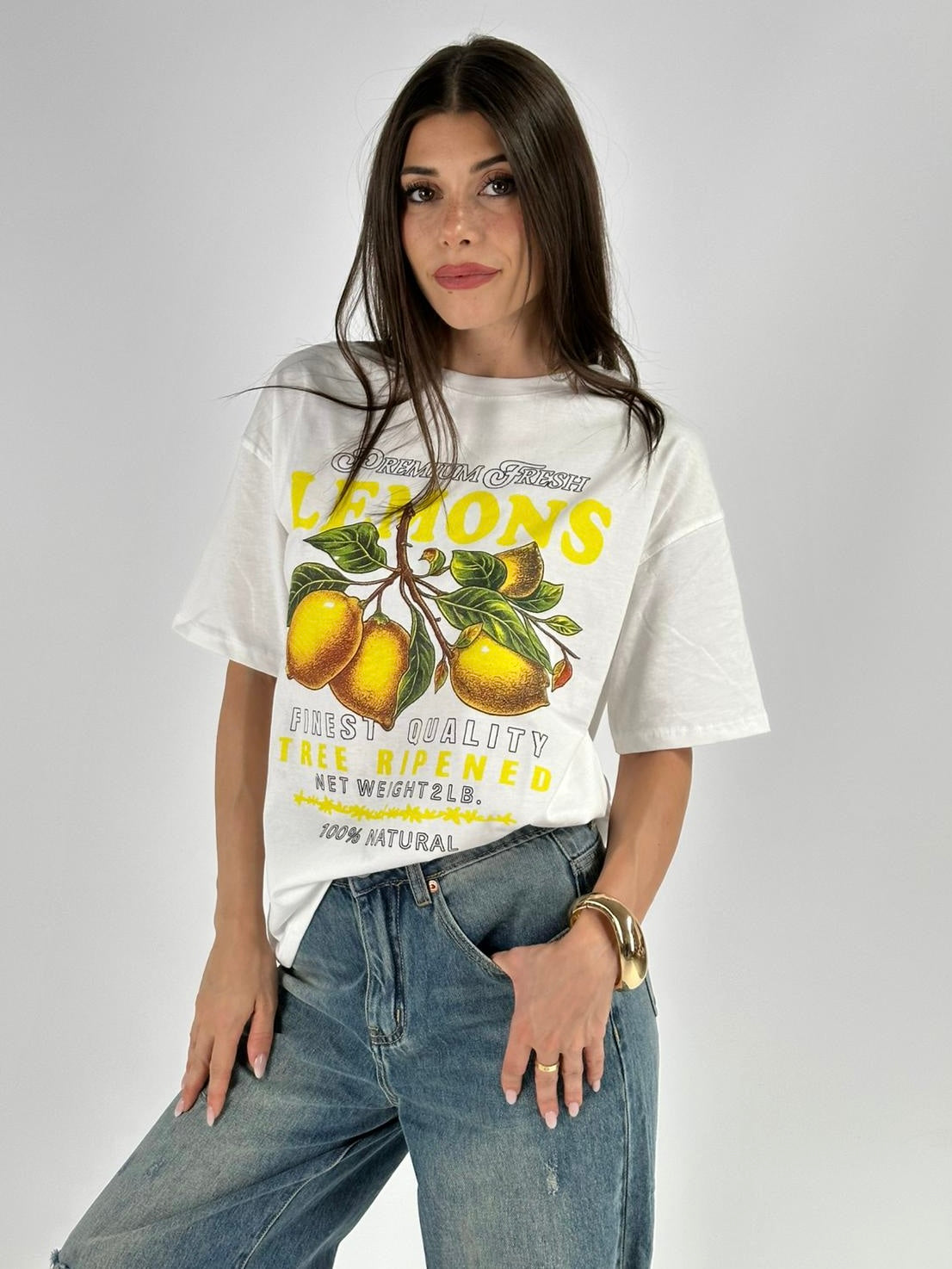 T-shirt premium 100% cotone lemon bianca