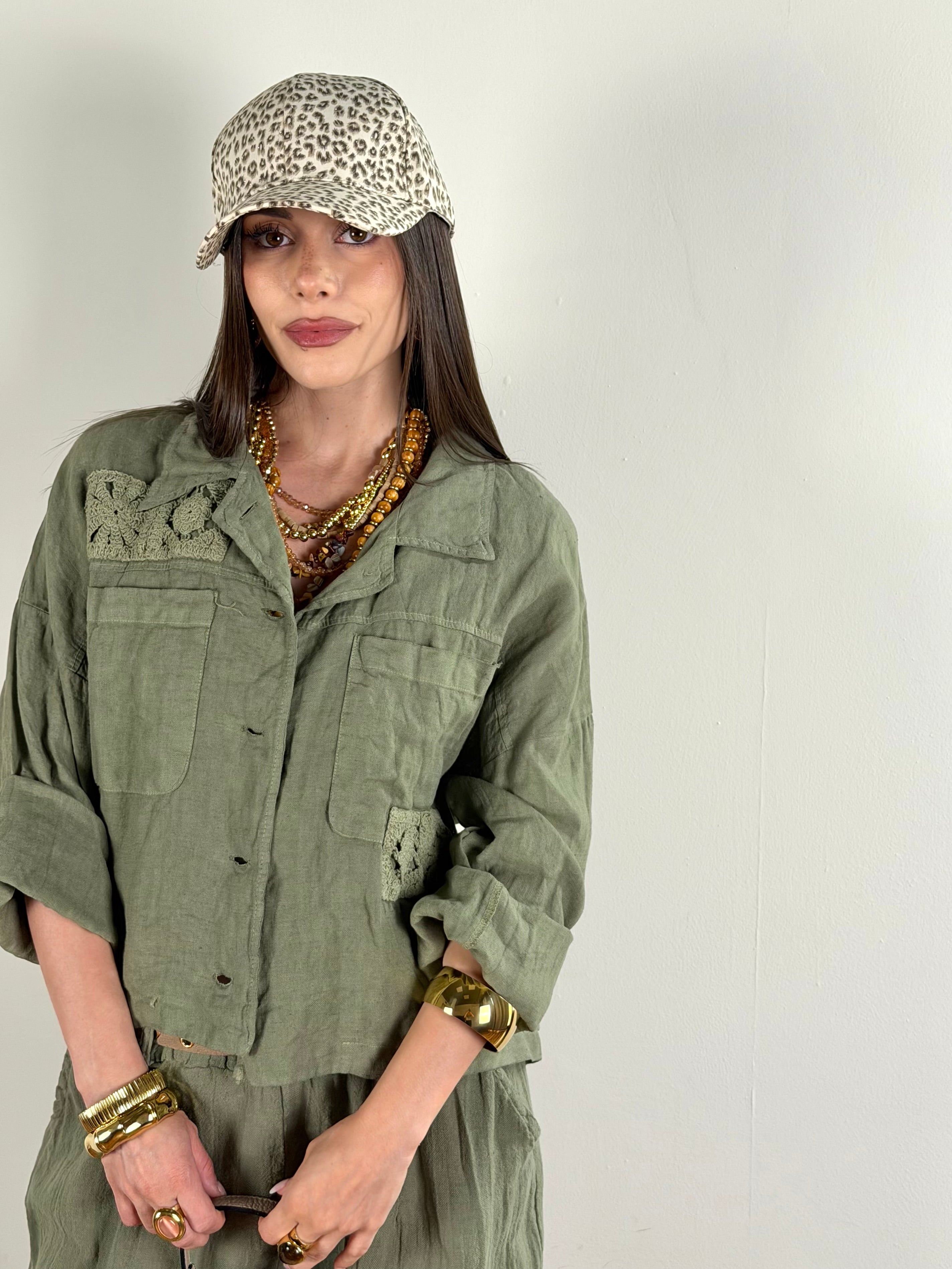Camicia puro lino Kora verde