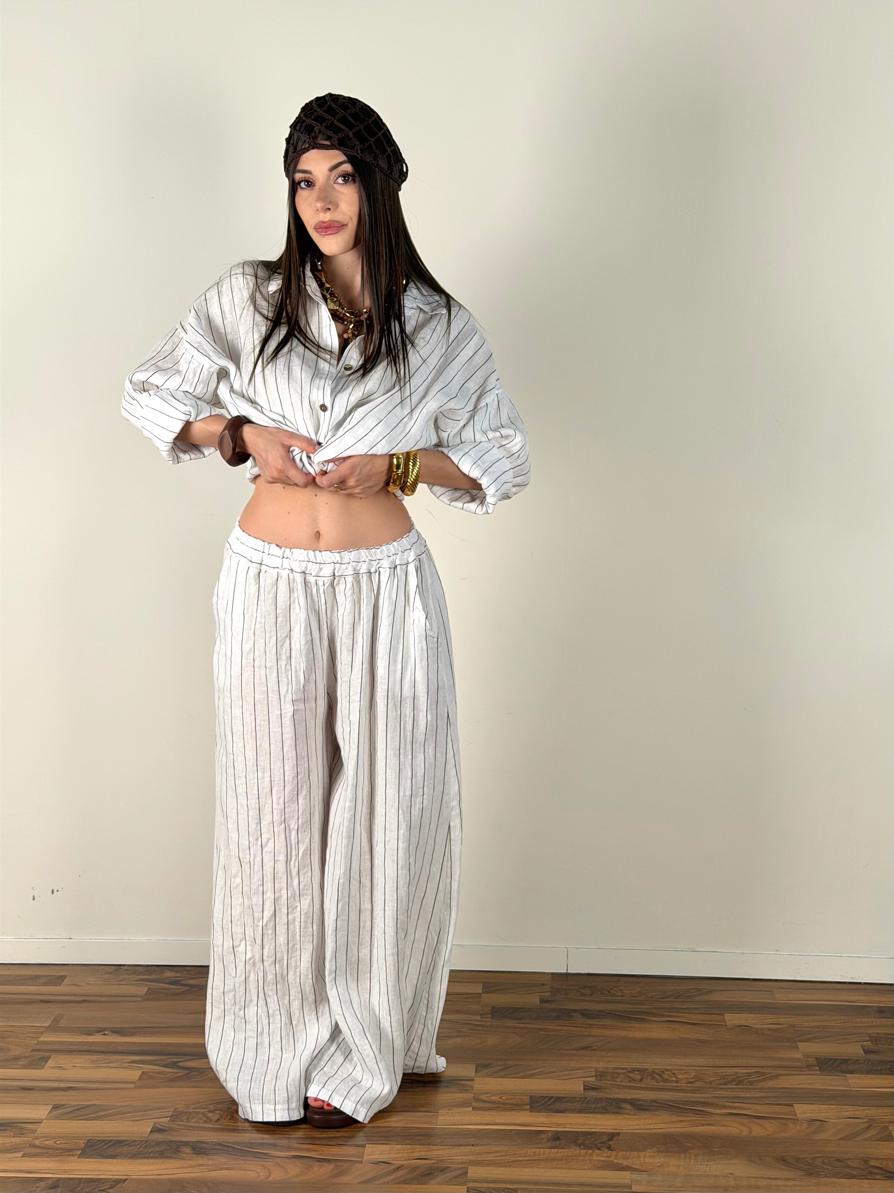 Pantalone puro lino Margot bianco
