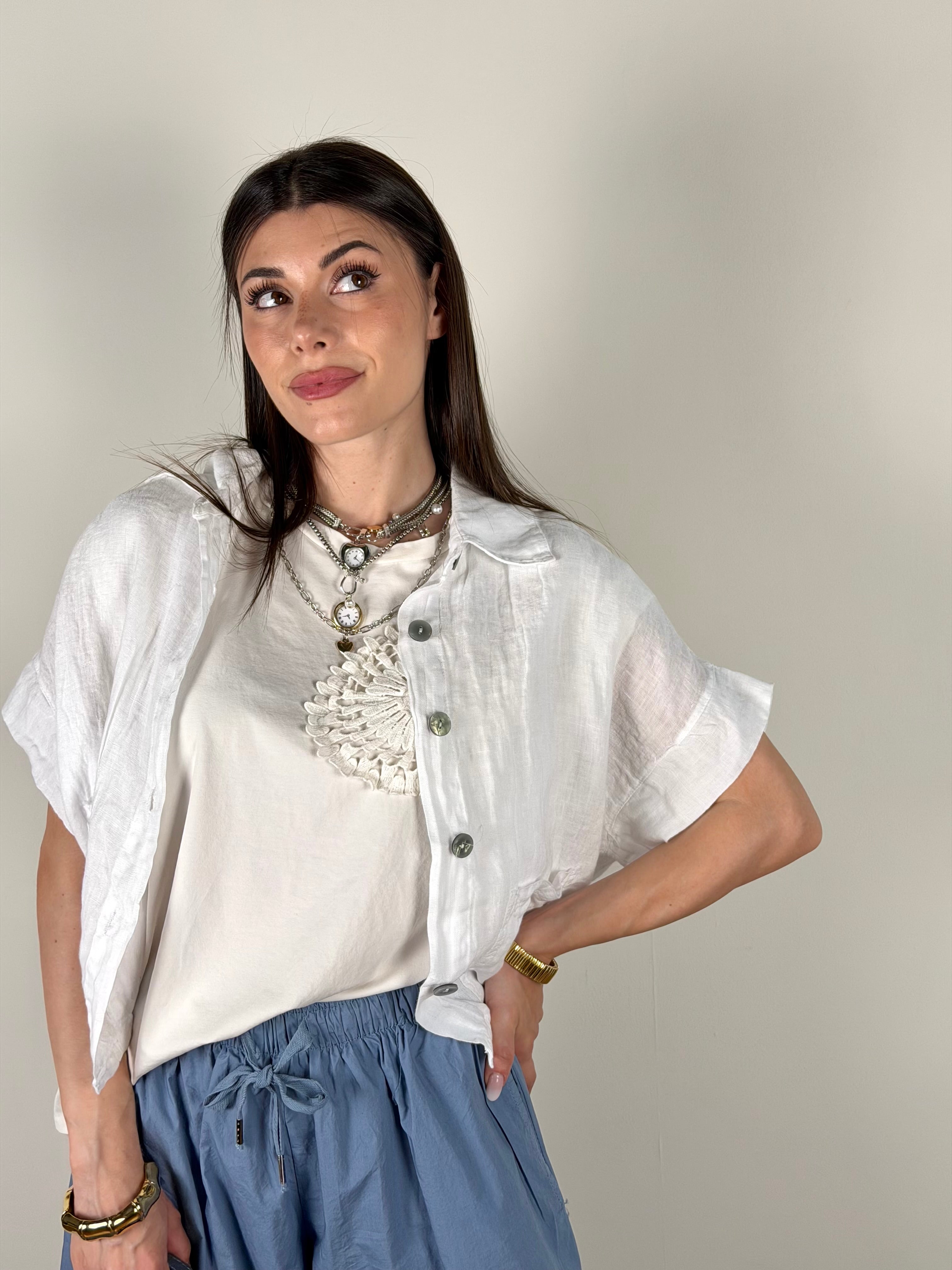 Camicia puro lino Duna bianca