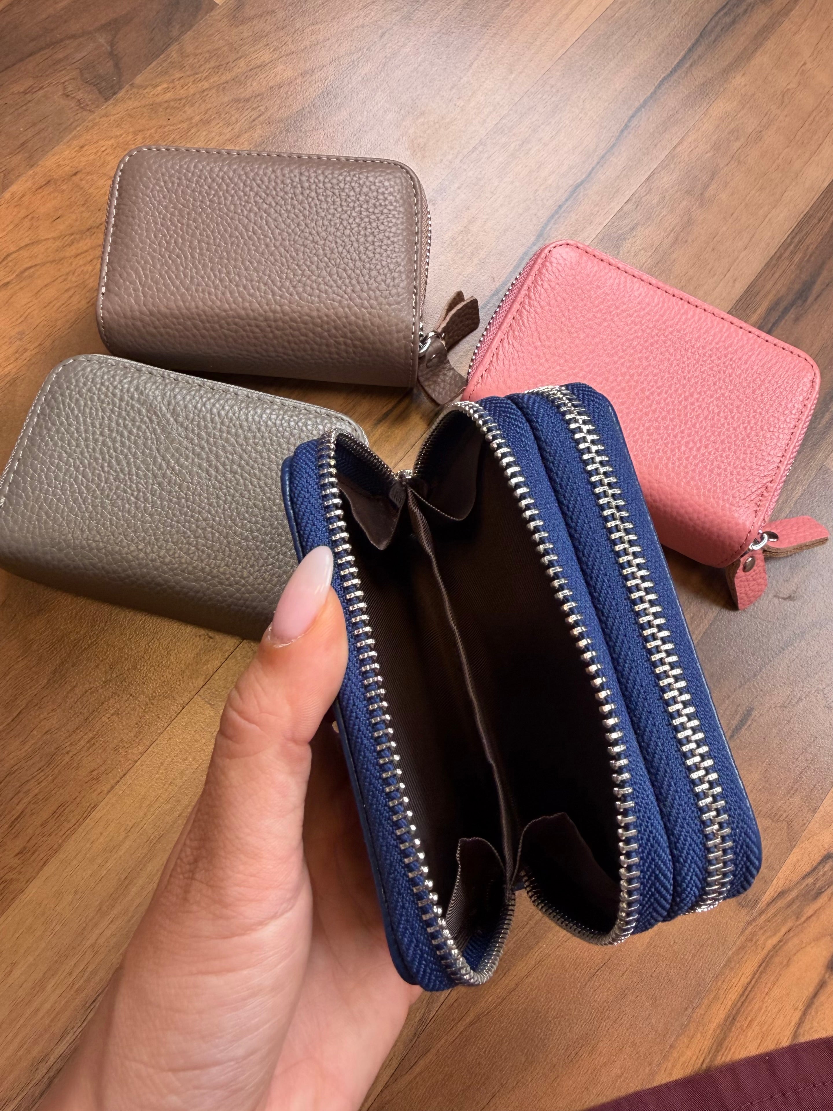 Portafogli VERA PELLE con doppia zip 3 colori