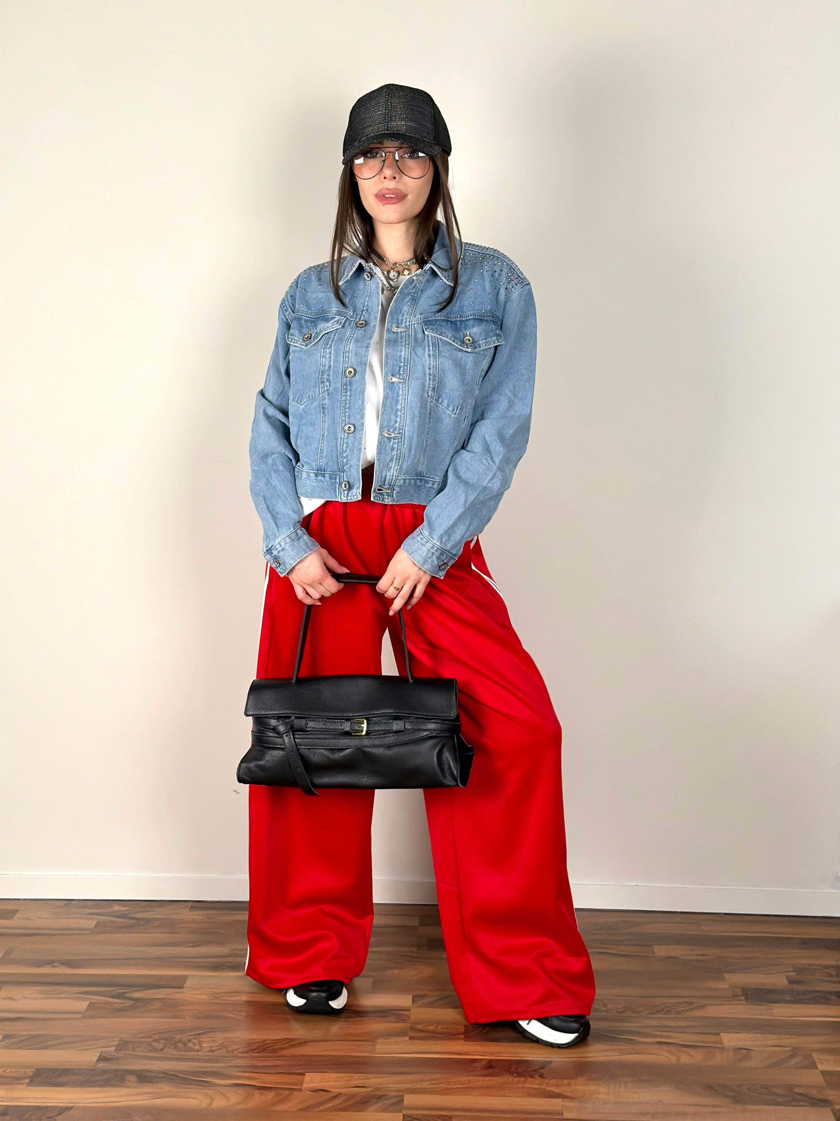 Giubbino denim zirconi