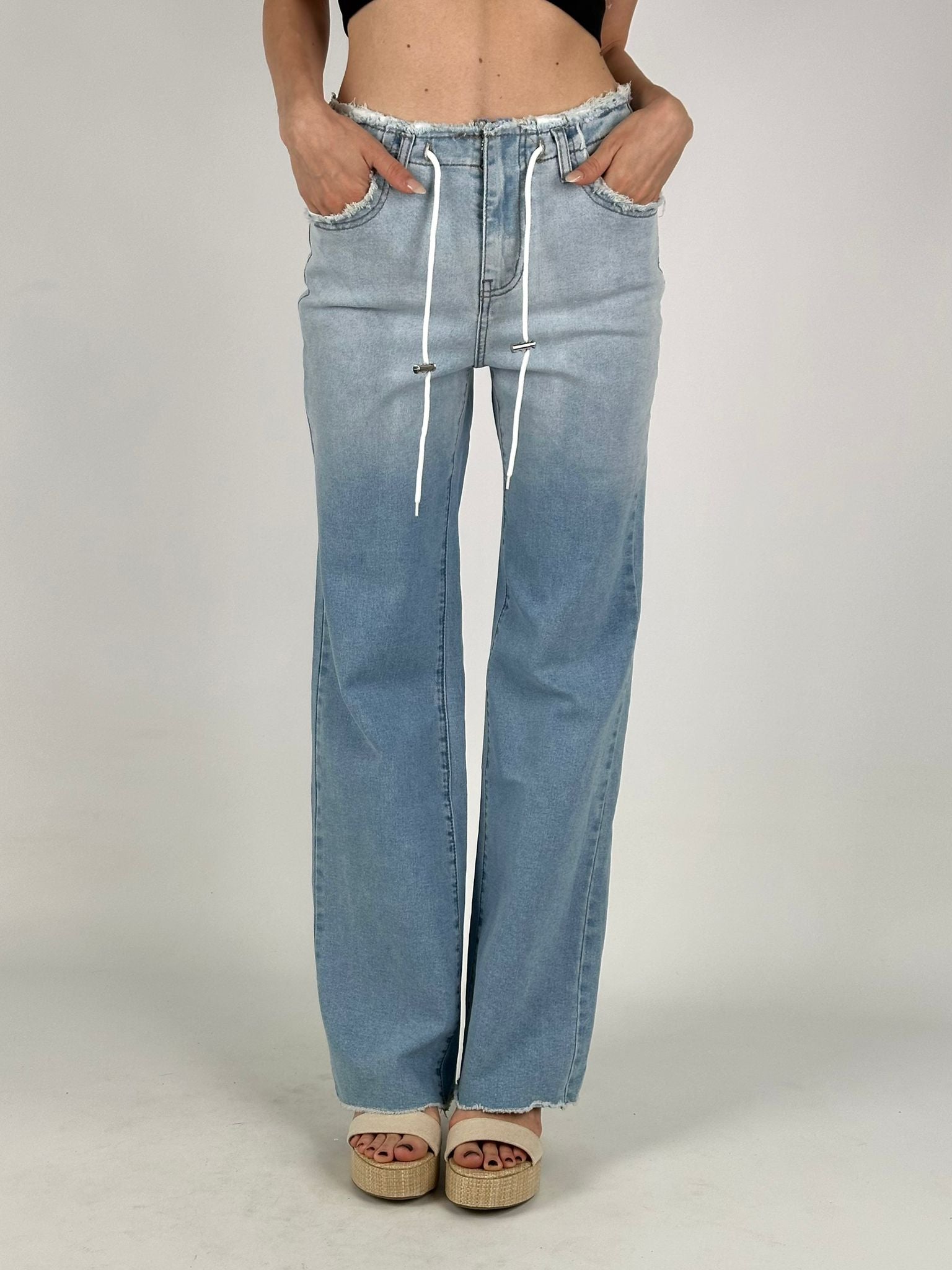 Jeans coulisse sfrangiato alicia