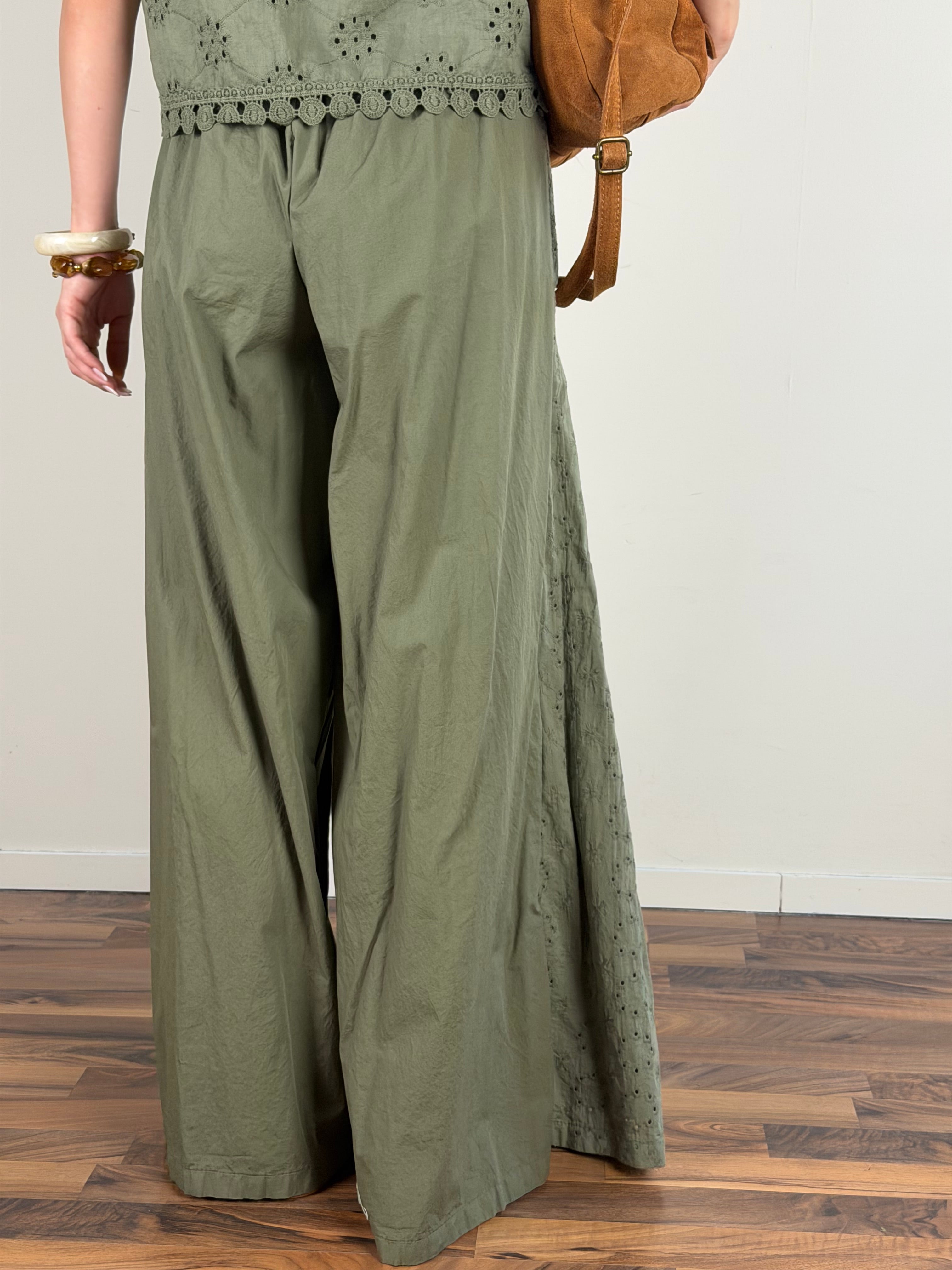 Pantalone colors pizzo sangallo verde