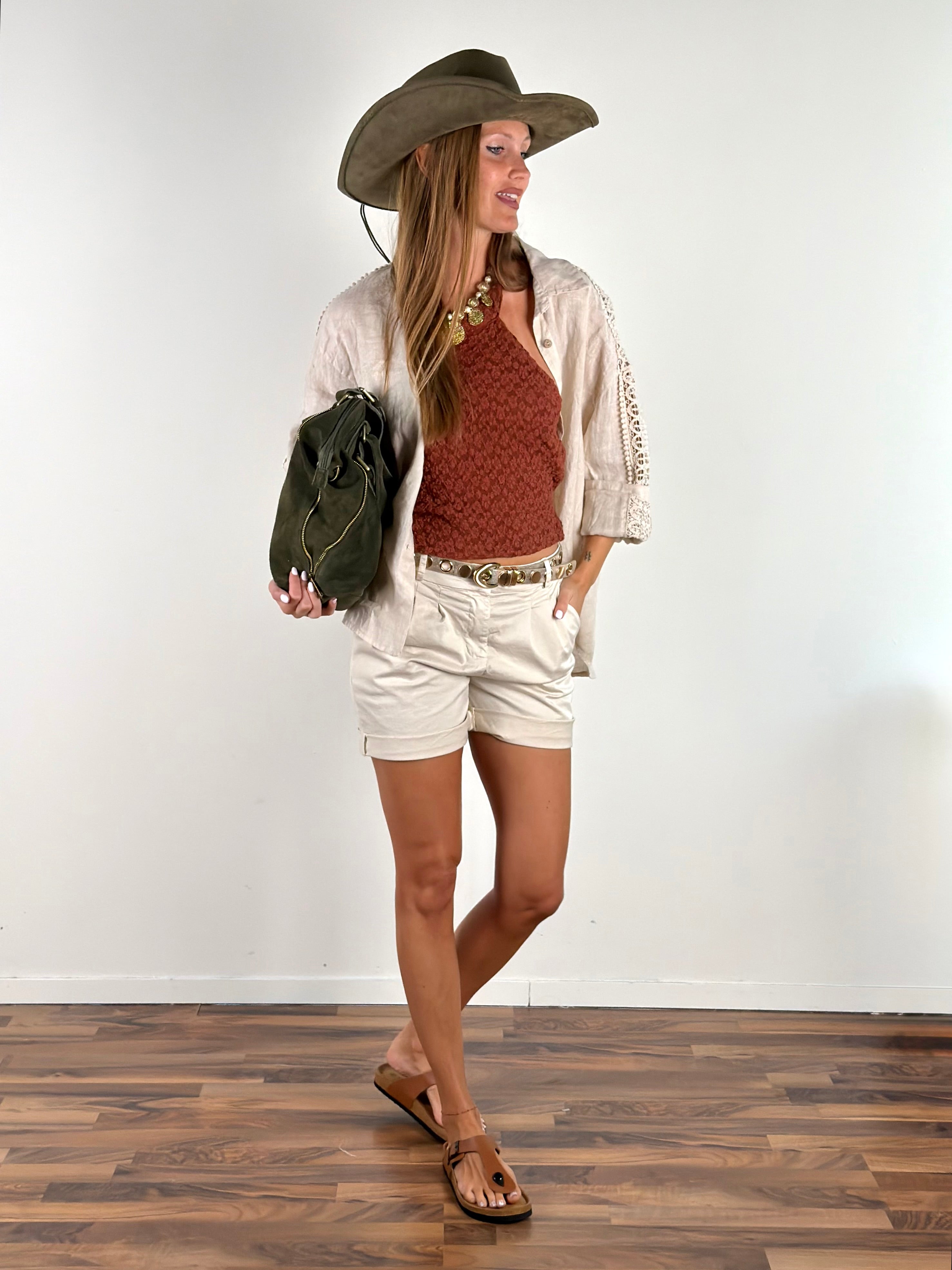 Camicia puro lino Valentine beige