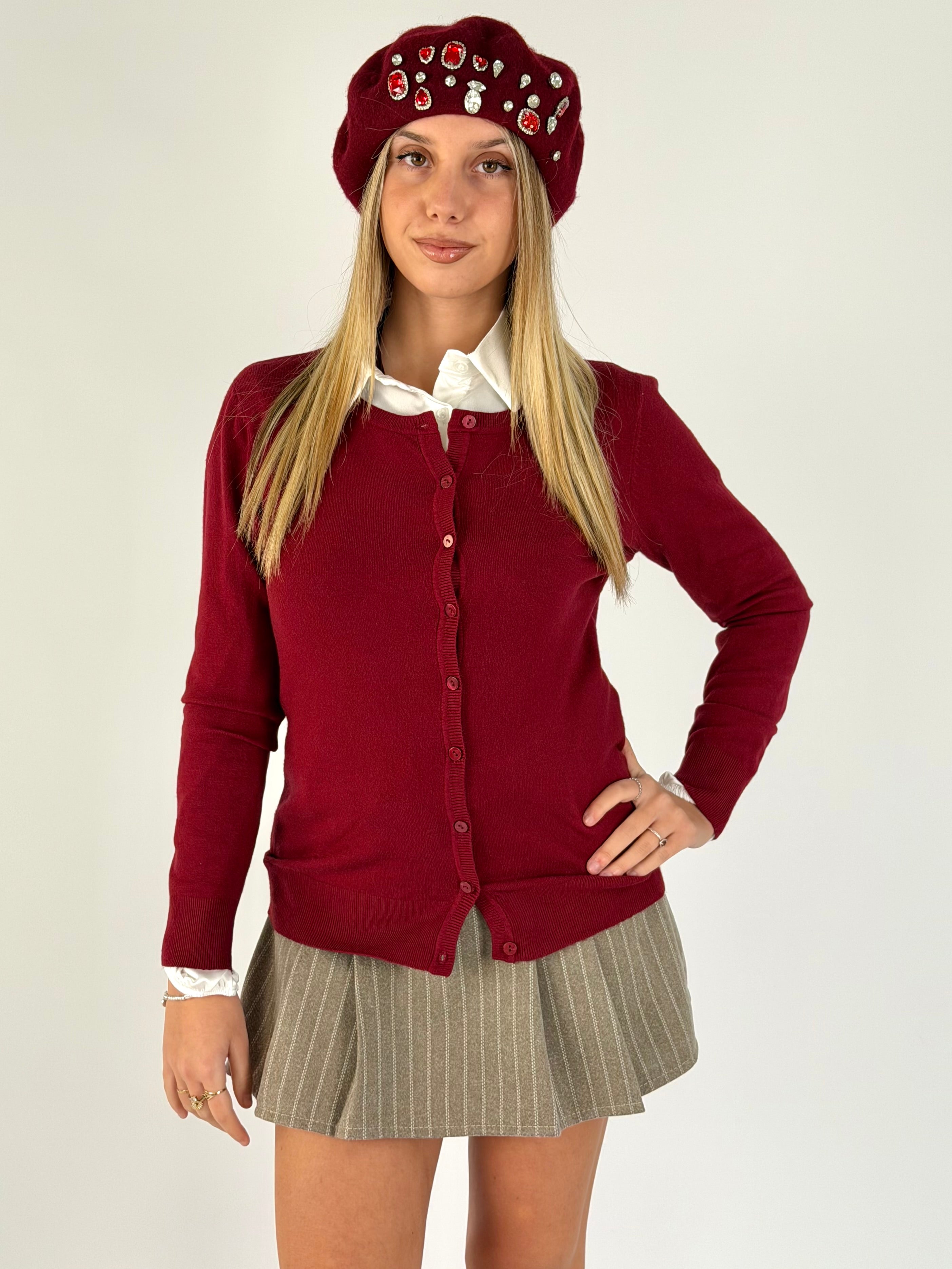 Cardigan Paris bordeaux