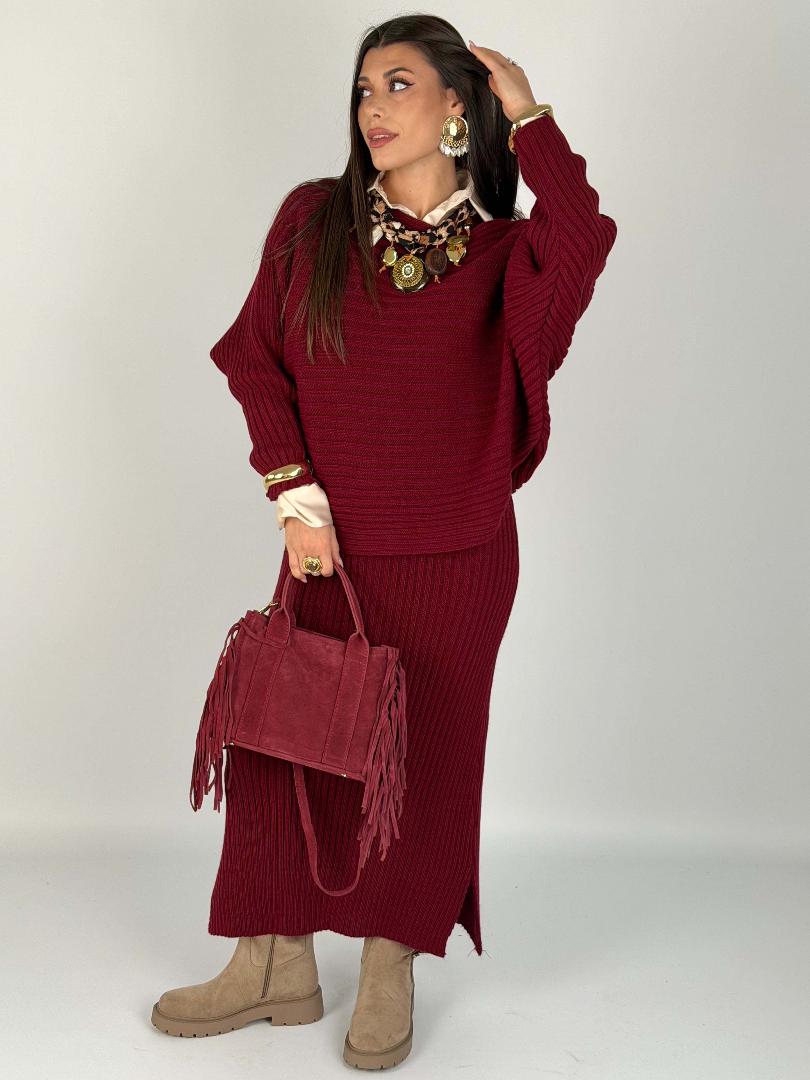 Abito + maglione Asia bordeaux