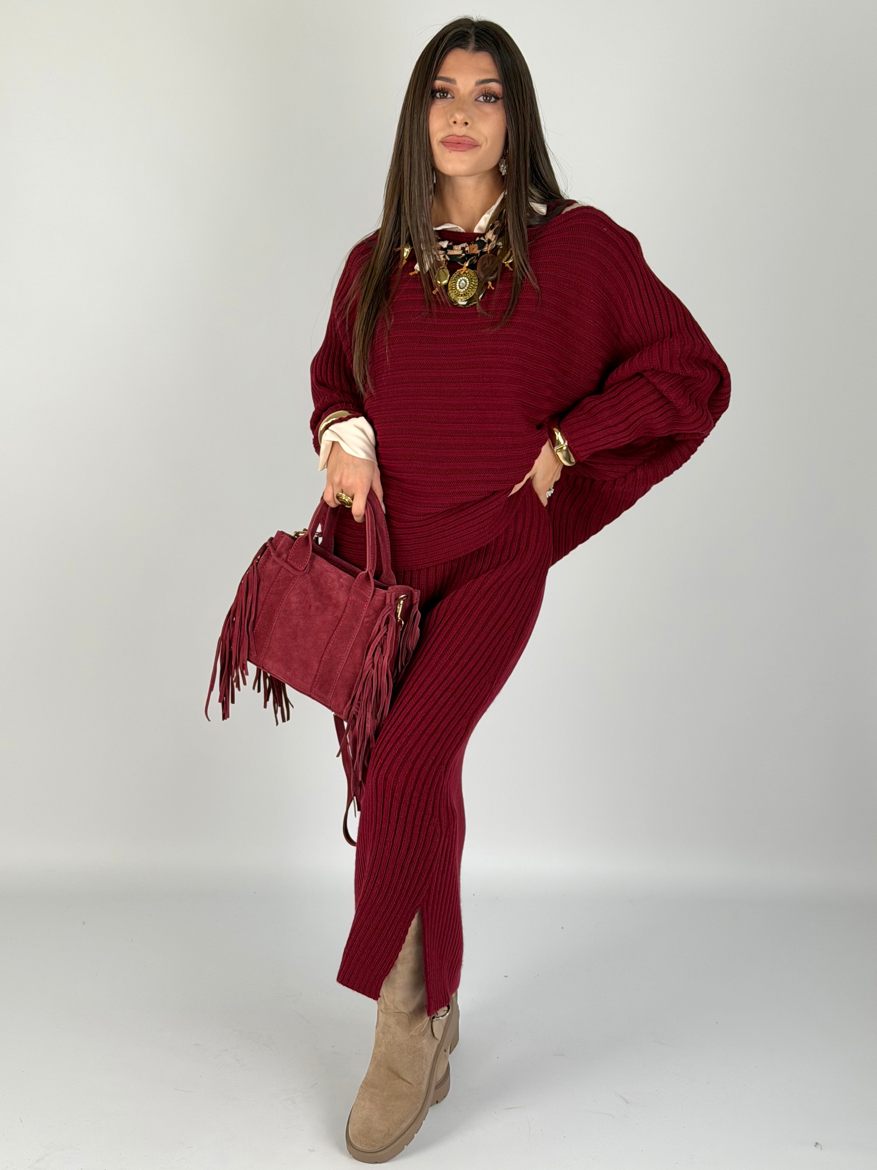 Abito + maglione Asia bordeaux