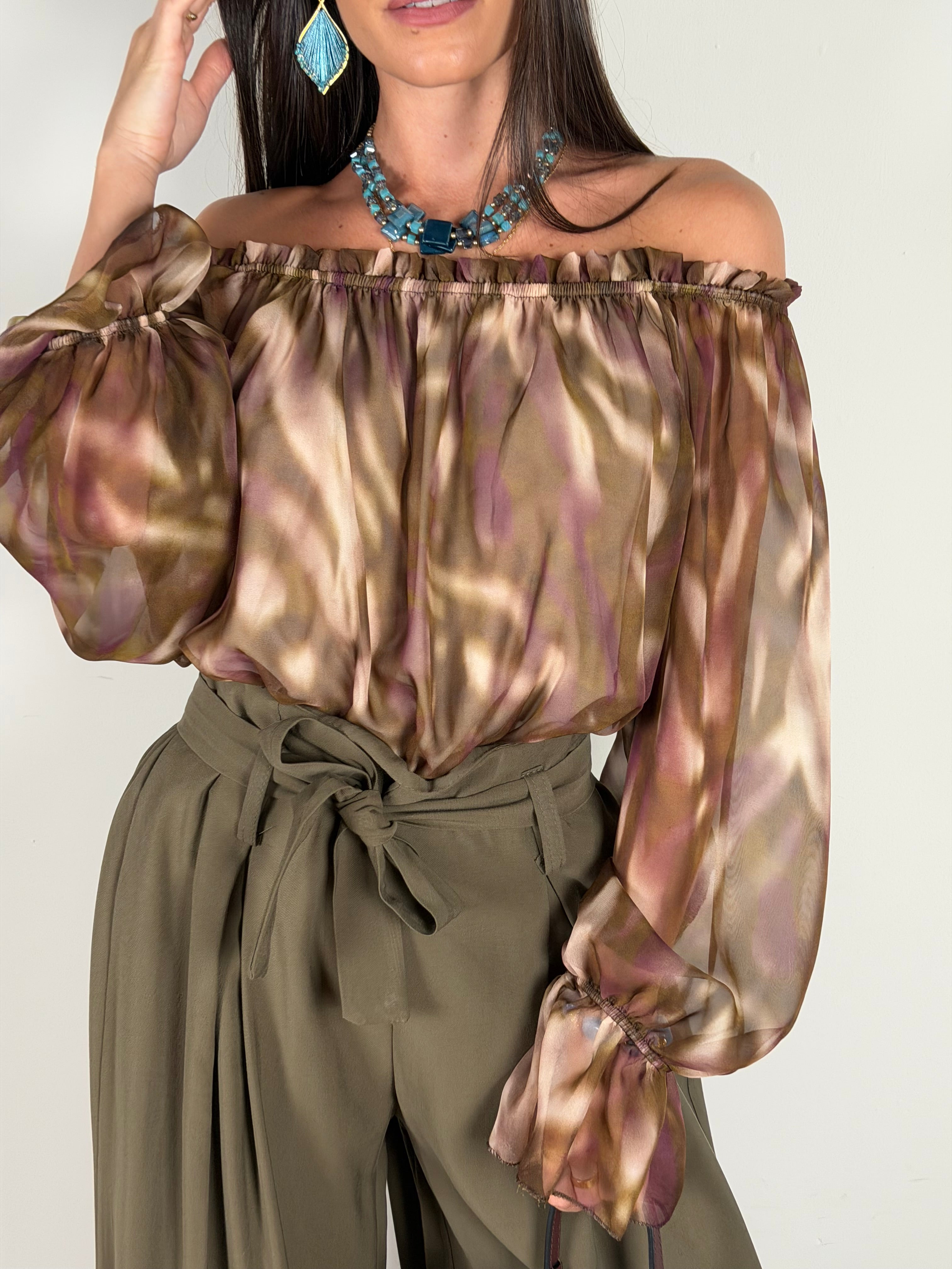 Camicia Milly verde/bordeaux