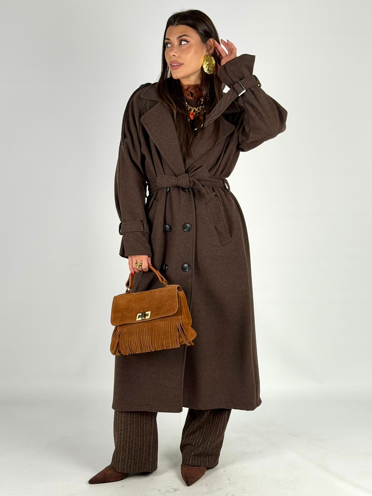 Maxi cappotto fiocco moro