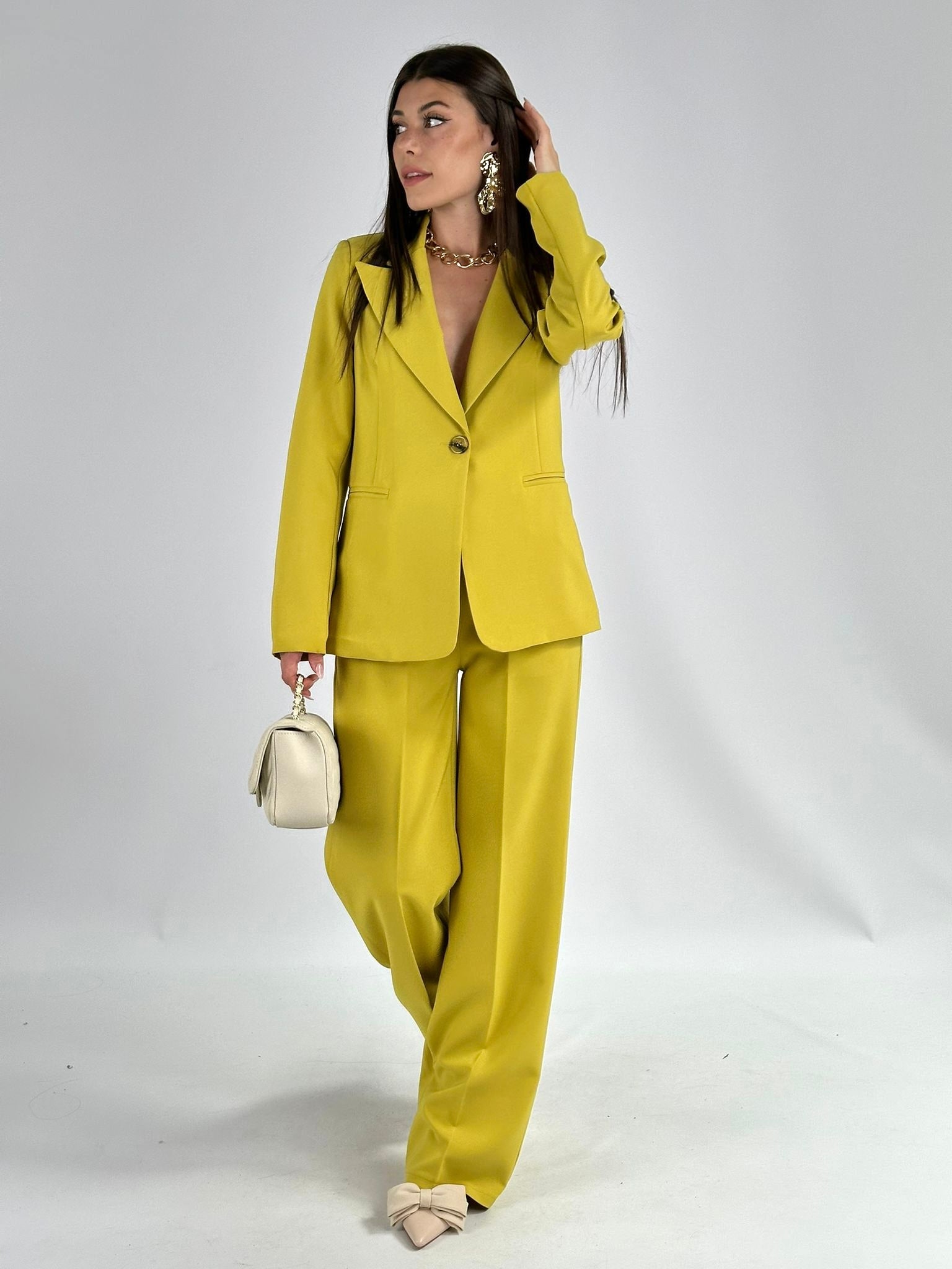 Completo elodie palazzo verde acido