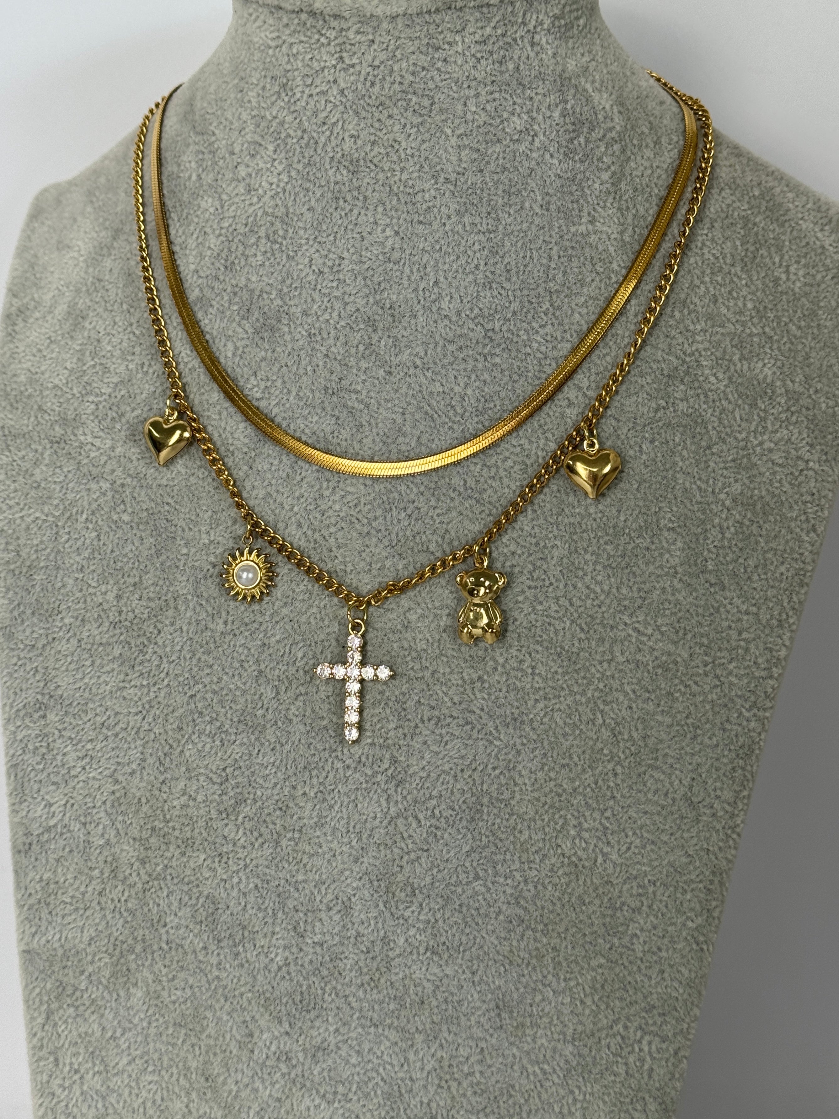 Collana doppio filo croce