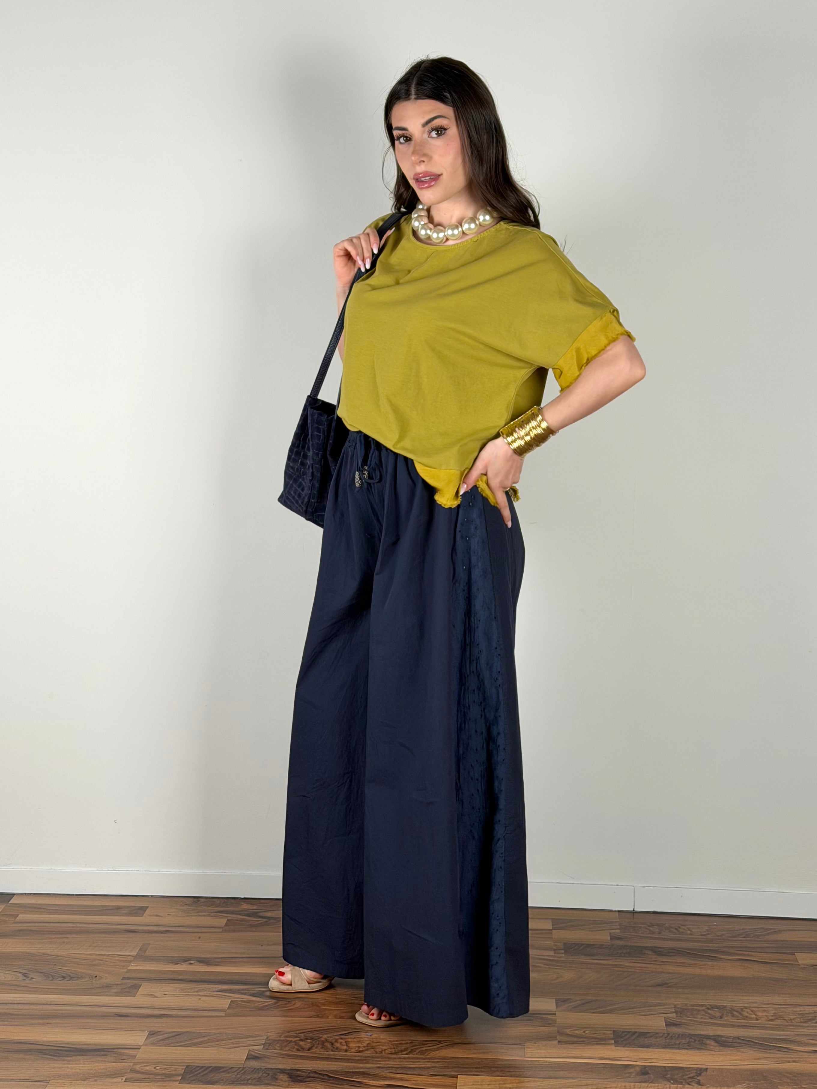 Pantalone colors pizzo sangallo blu