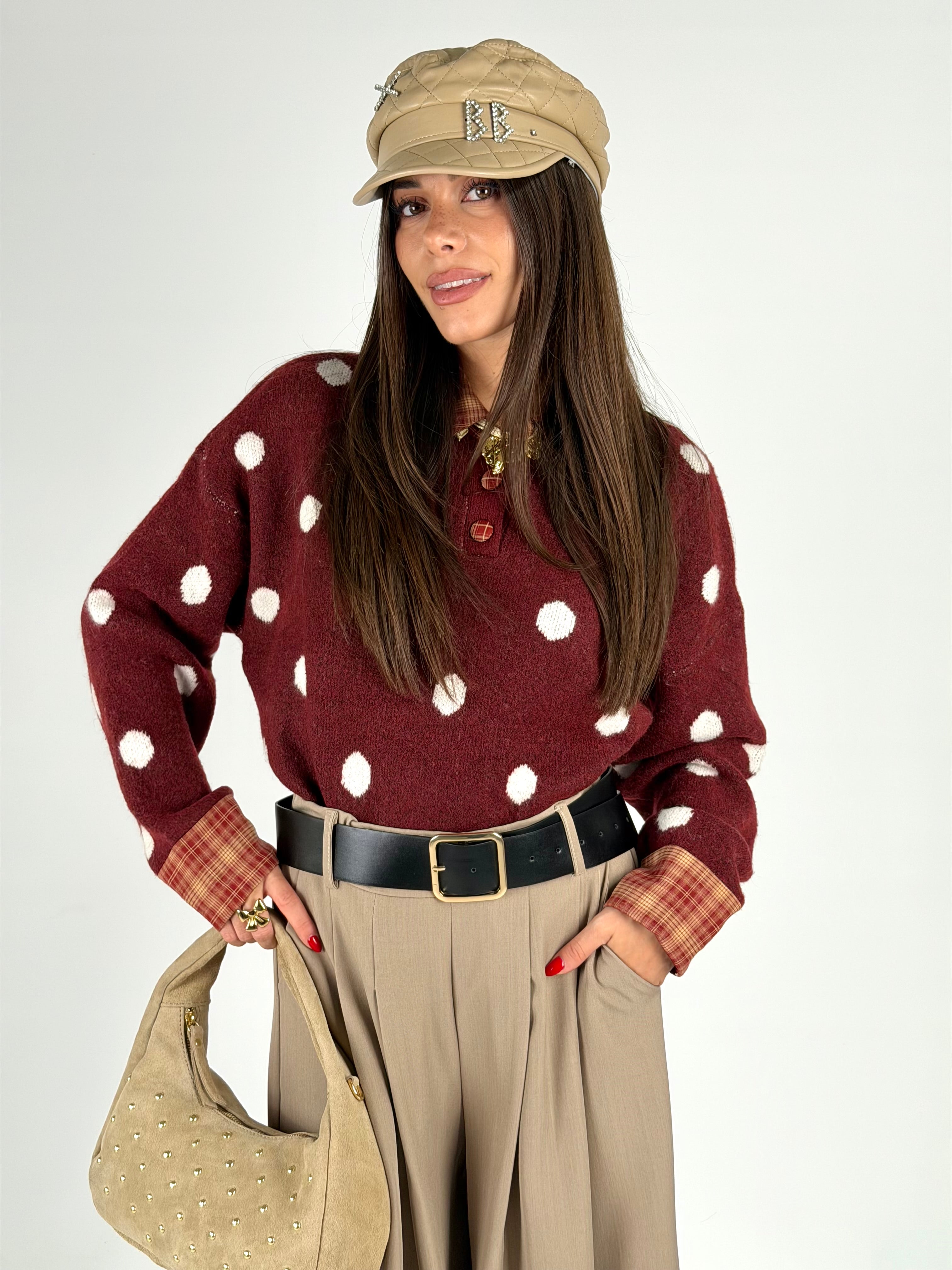 Maglioncino pois bordeaux