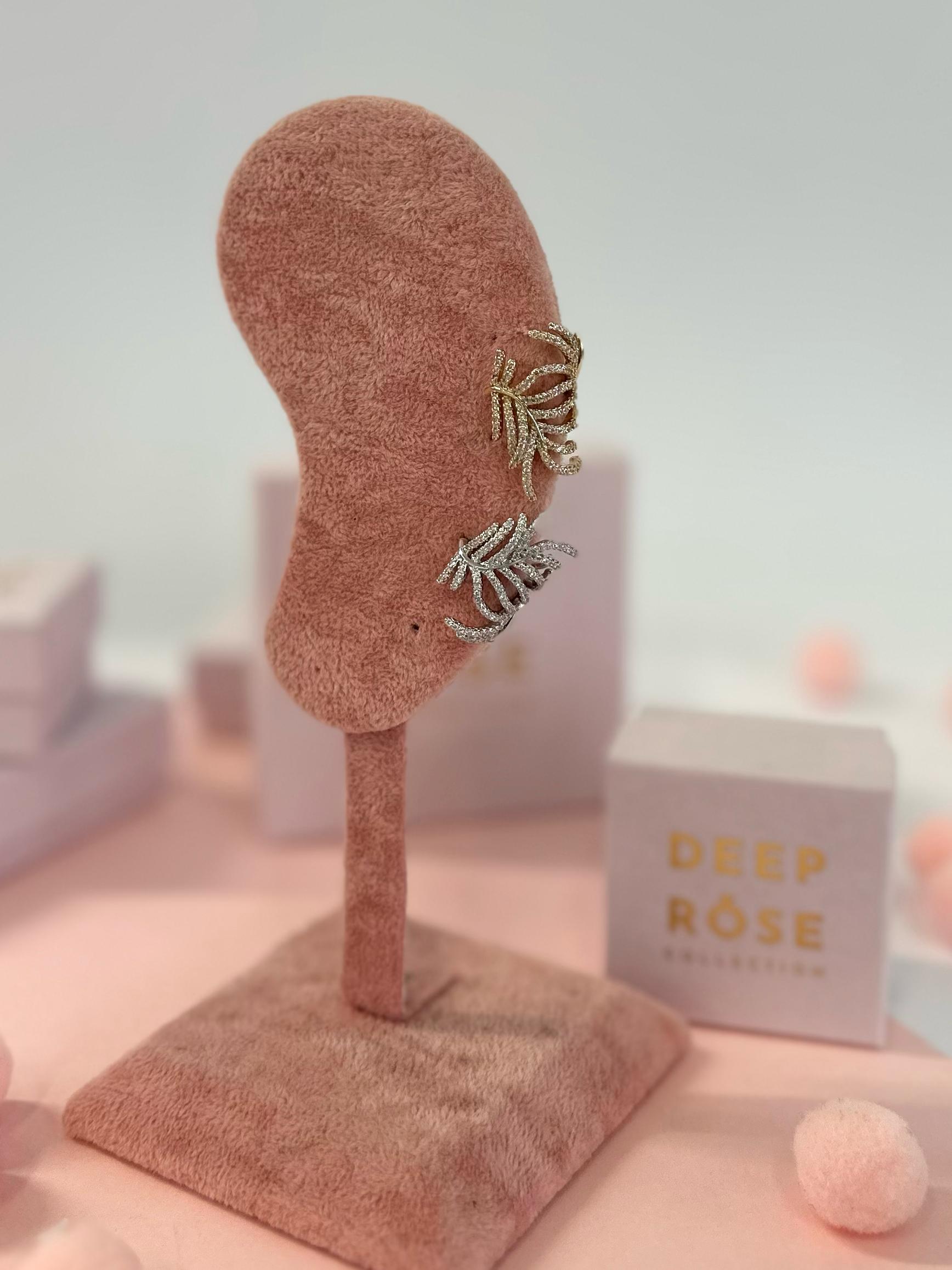 Earcuff maxi foglia zirconato