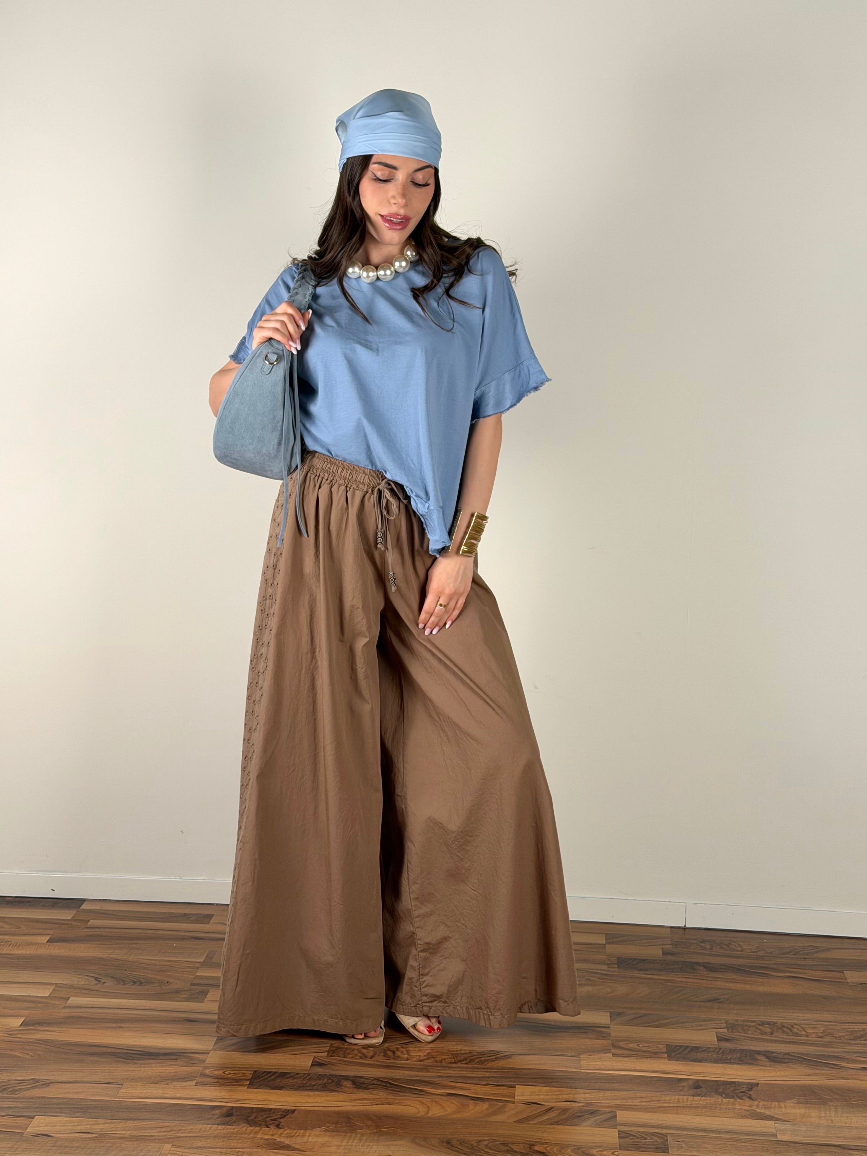 Pantalone colors pizzo sangallo tabacco