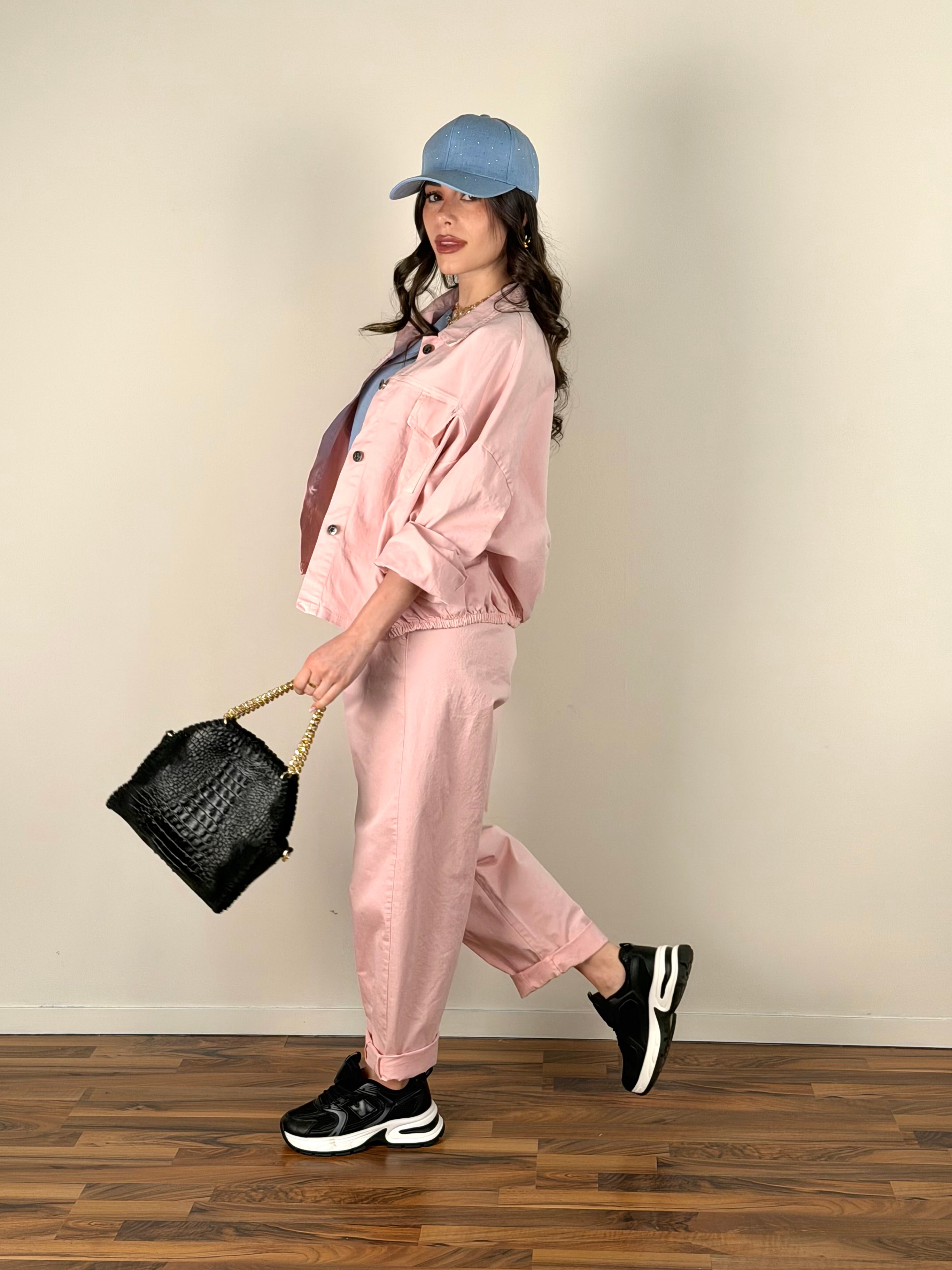 Giubbino jeans Carmen rosa