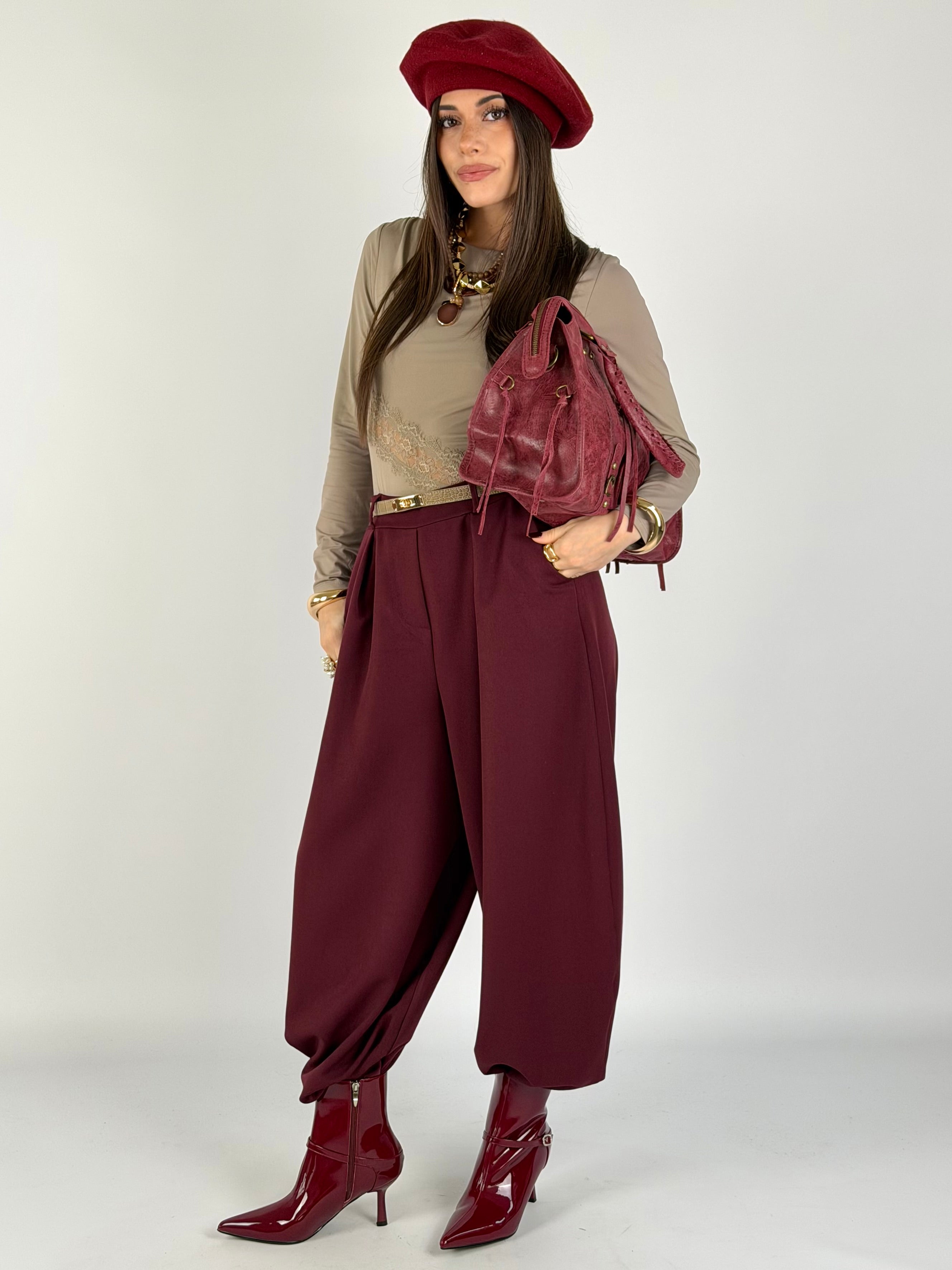 Pantalone Flora bordeaux