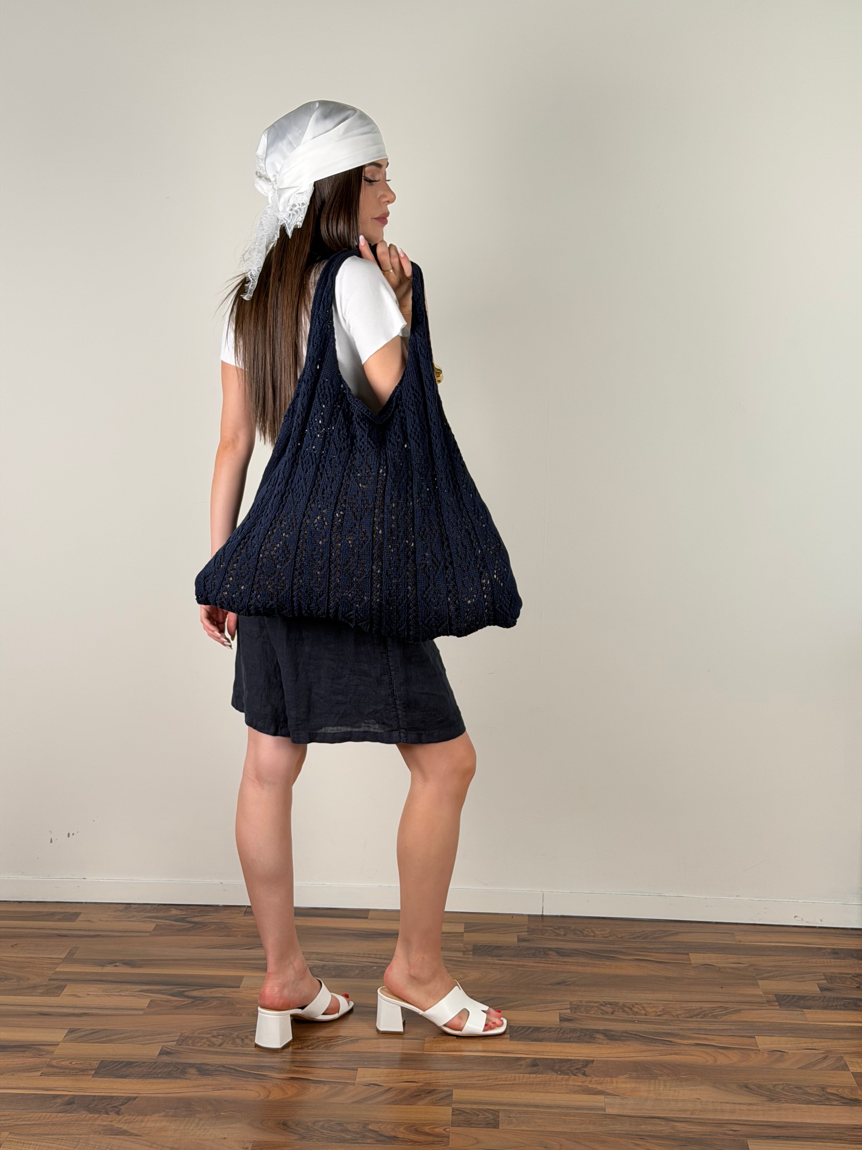 Gilet puro lino Tessa blu
