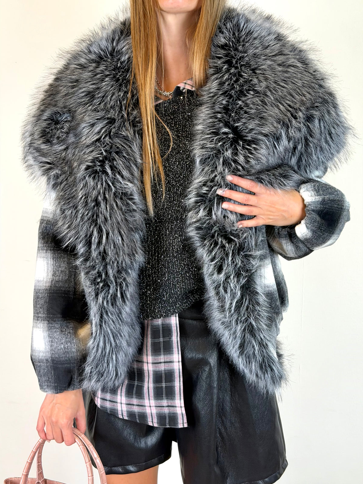 Cappotto check nero