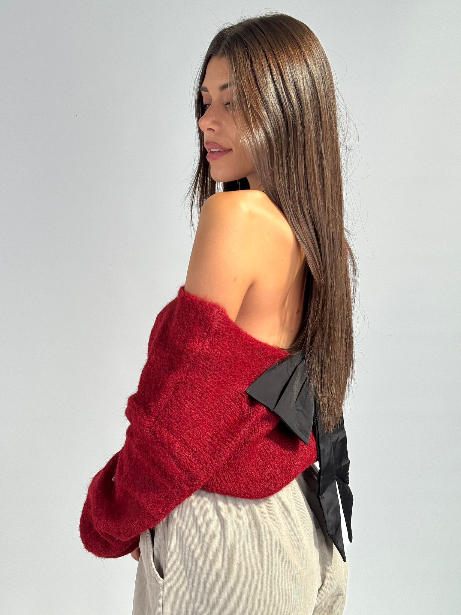 Maglioncino fiocco bordeaux